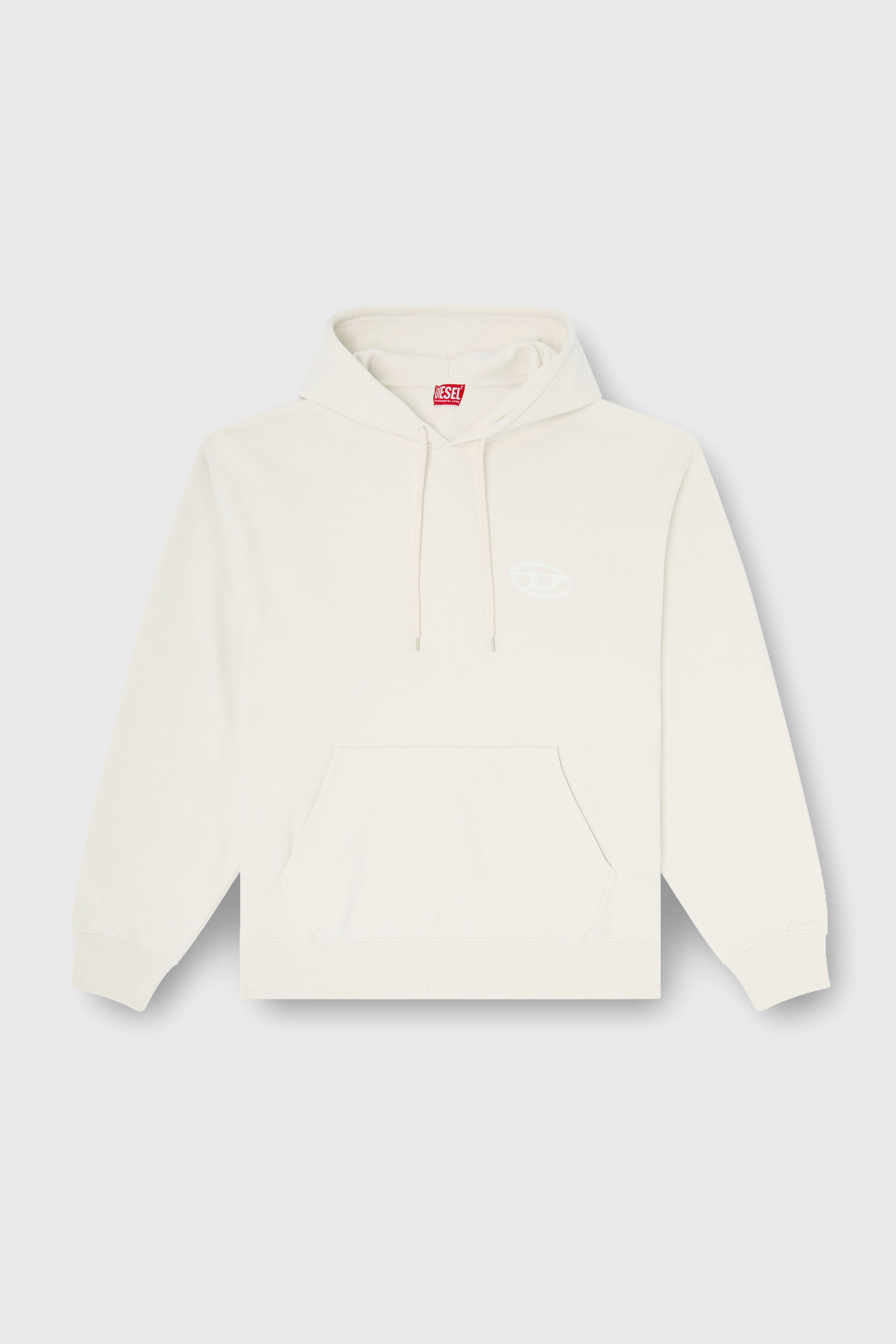 Diesel - S-LUK-H-T92, Felpa con cappuccio in cotone con ricamo Oval D tono su tono Uomo in Bianco - 2