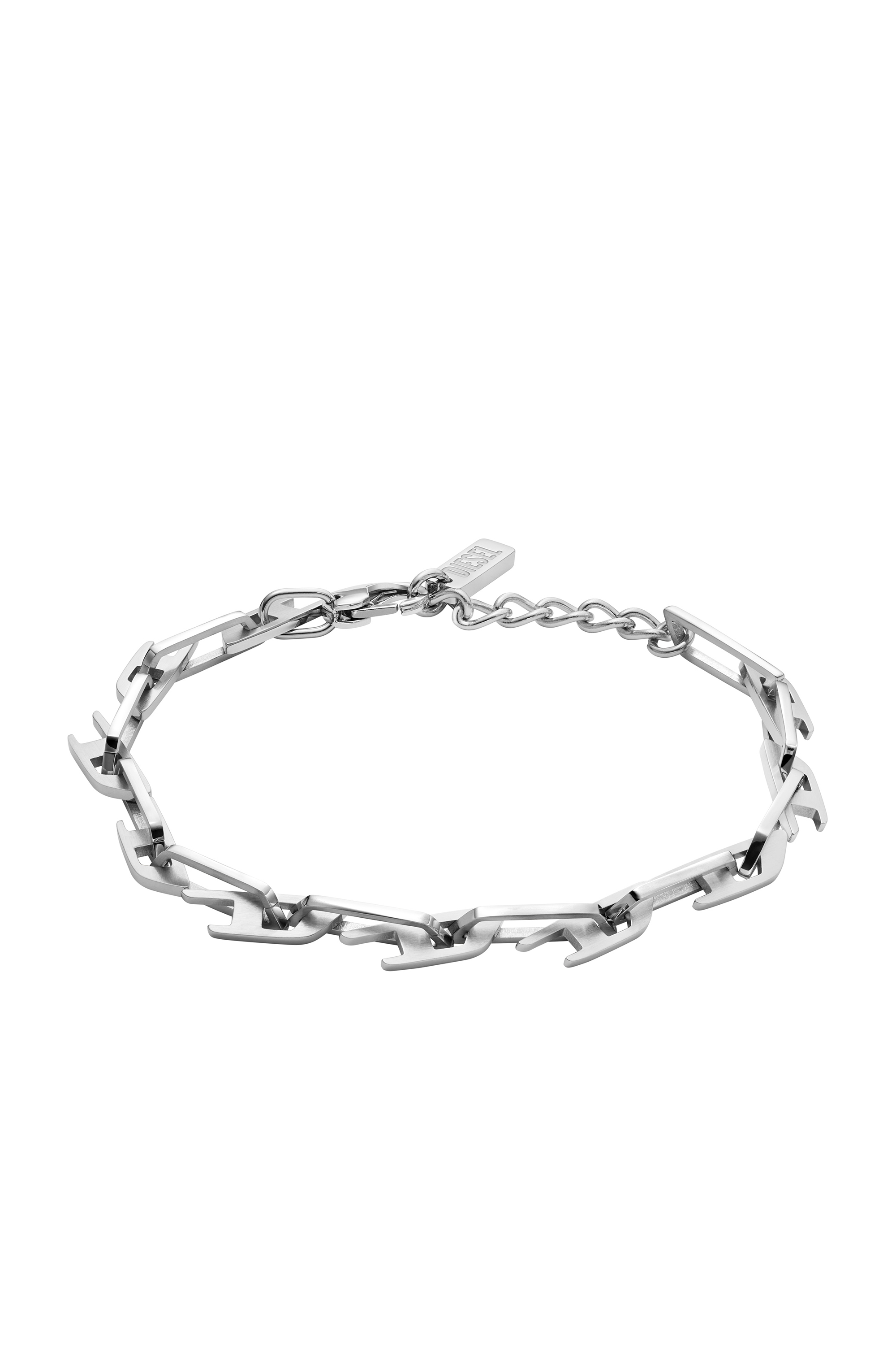 Diesel - DX1536040, Bracciale a catena in acciaio inossidabile con loghi D intrecciati Unisex in Argento - 1