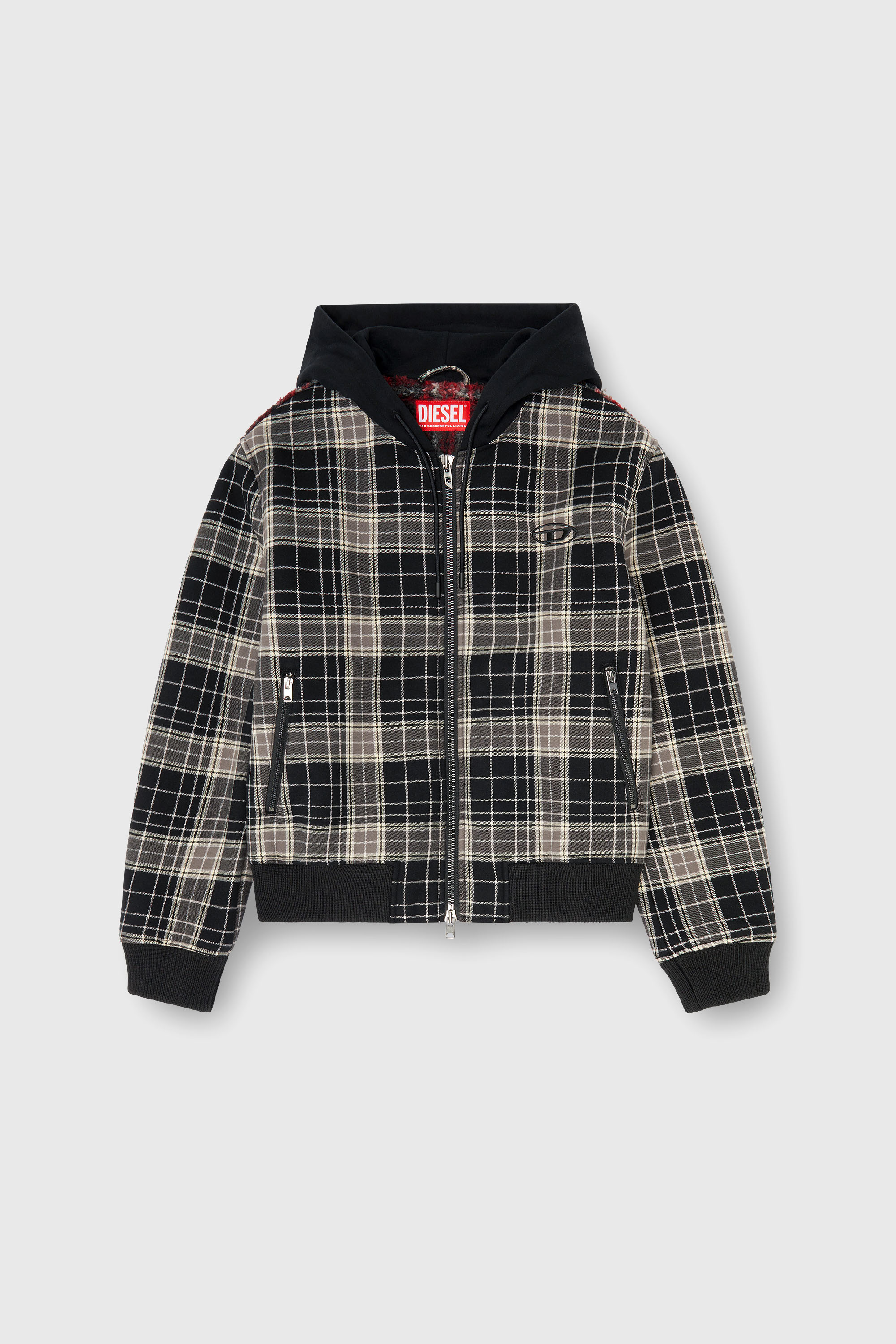 Diesel - W-KUNST, Bomber in flanella a quadri con interno in teddy Uomo in Multicolor - 2