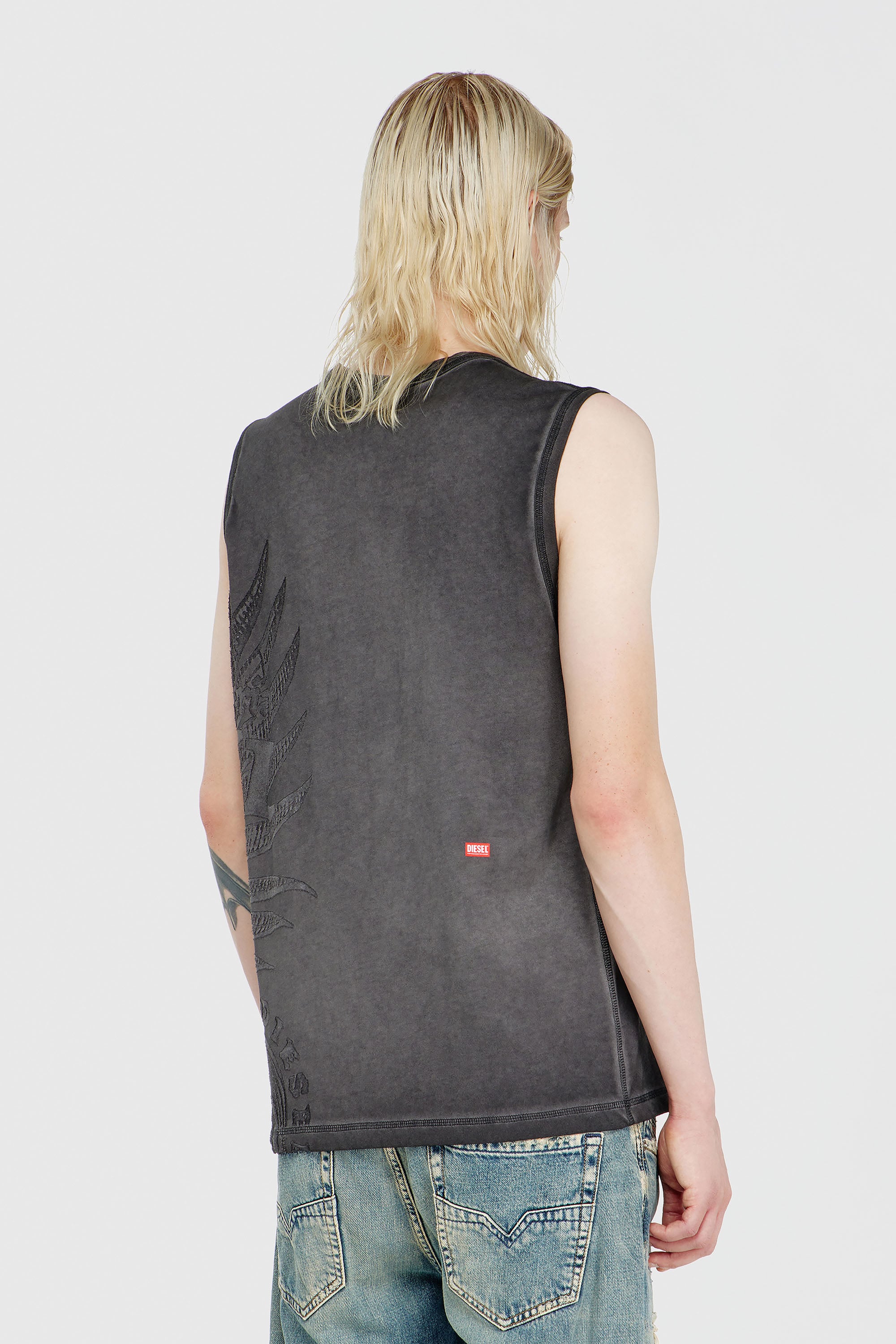 Diesel - T-RAWBISCO, Top smanicato con grafiche in rilievo Uomo in Grigio - 4