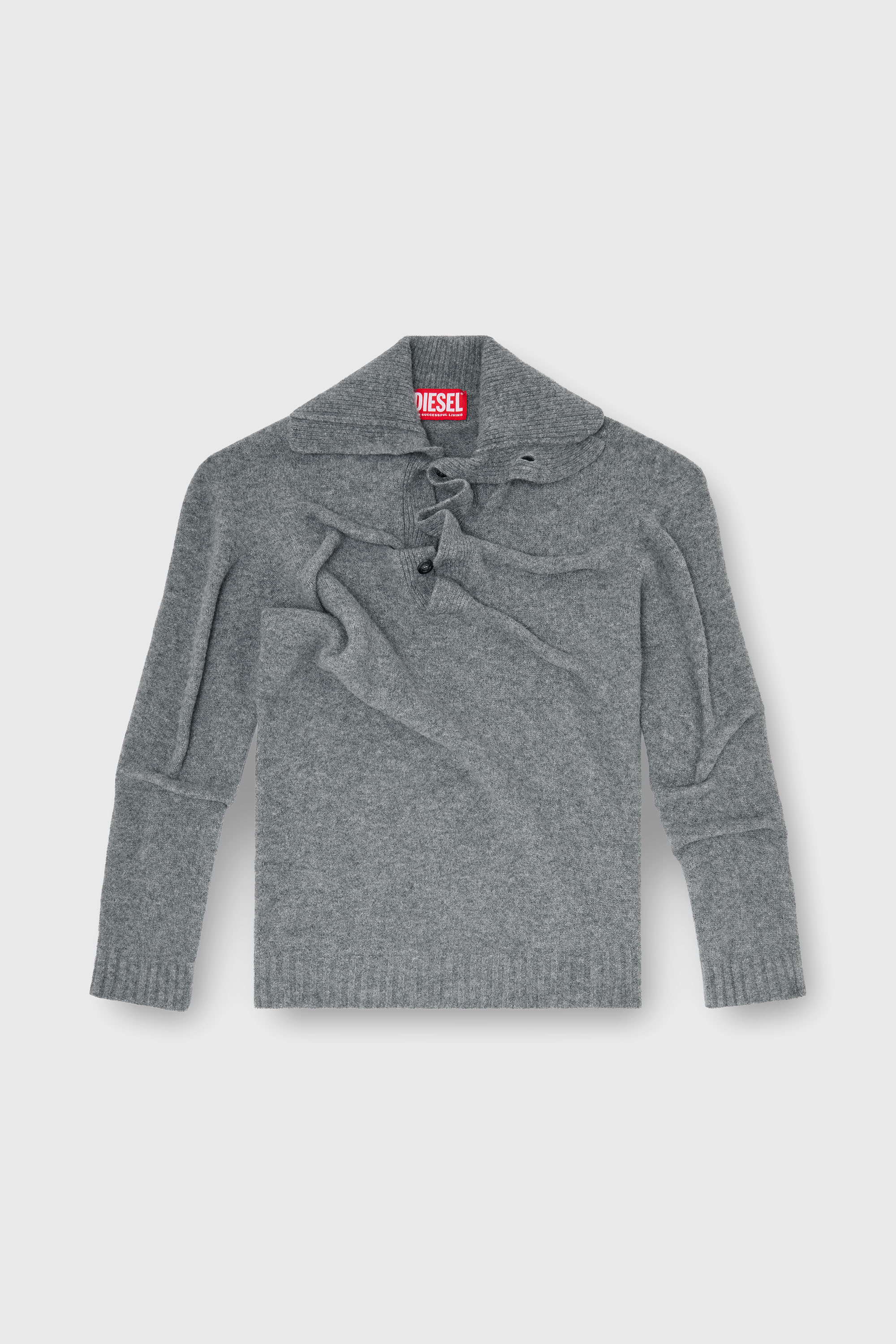 Diesel - K-ANDREW, Maglione con bottoni al collo in maglia cotta effetto stropicciato Uomo in ToBeDefined - 2
