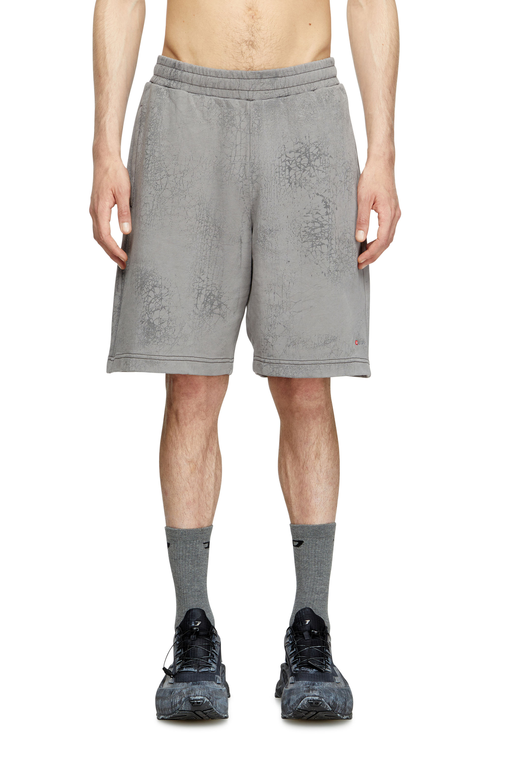 Diesel - P-CREW, Short in jersey cerato Uomo in Grigio - 1
