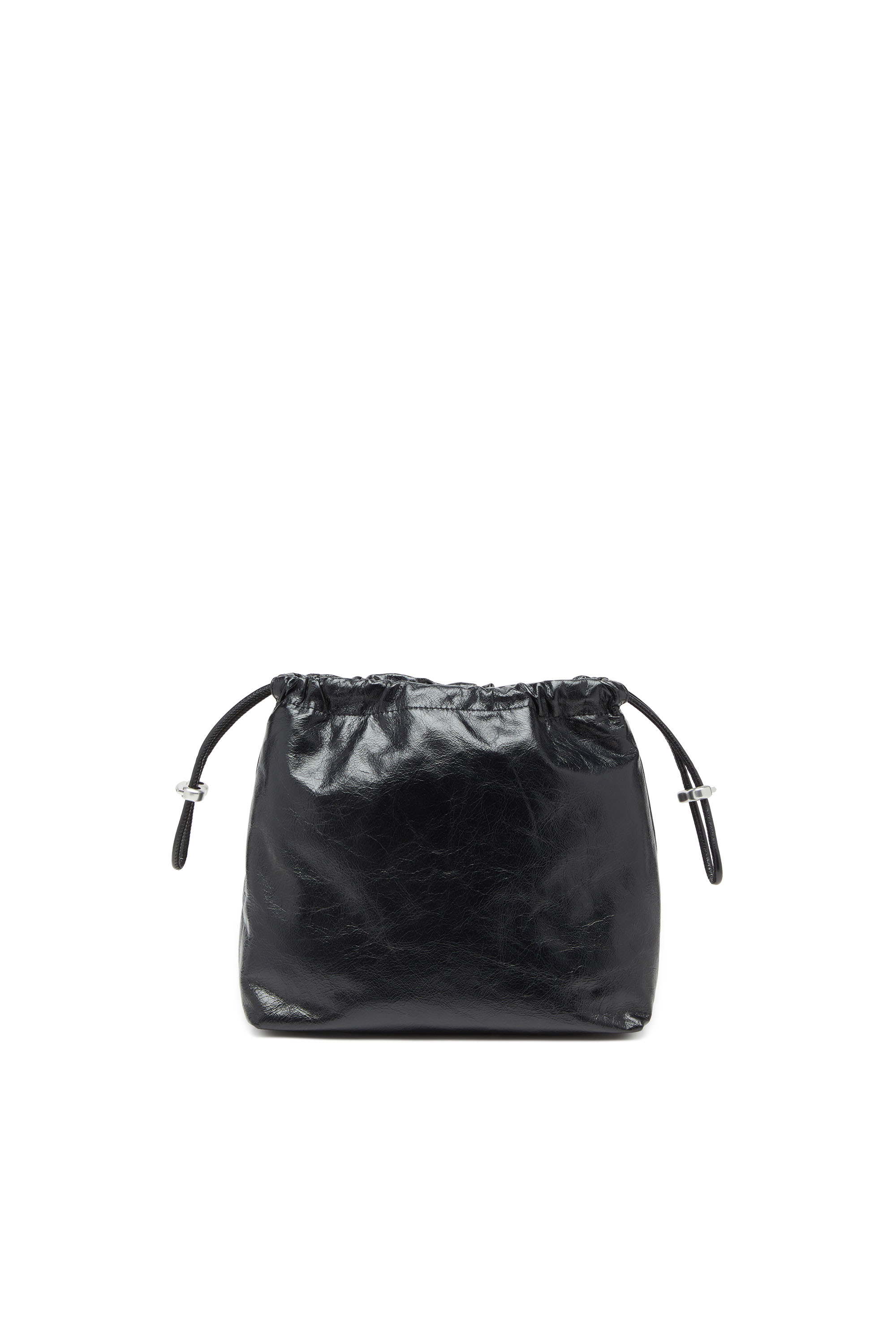 Diesel - SCRUNCH-D BUCKET, Scrunch-D-Borsa bucket in pelle lucida stropicciata Donna in Nero - 2