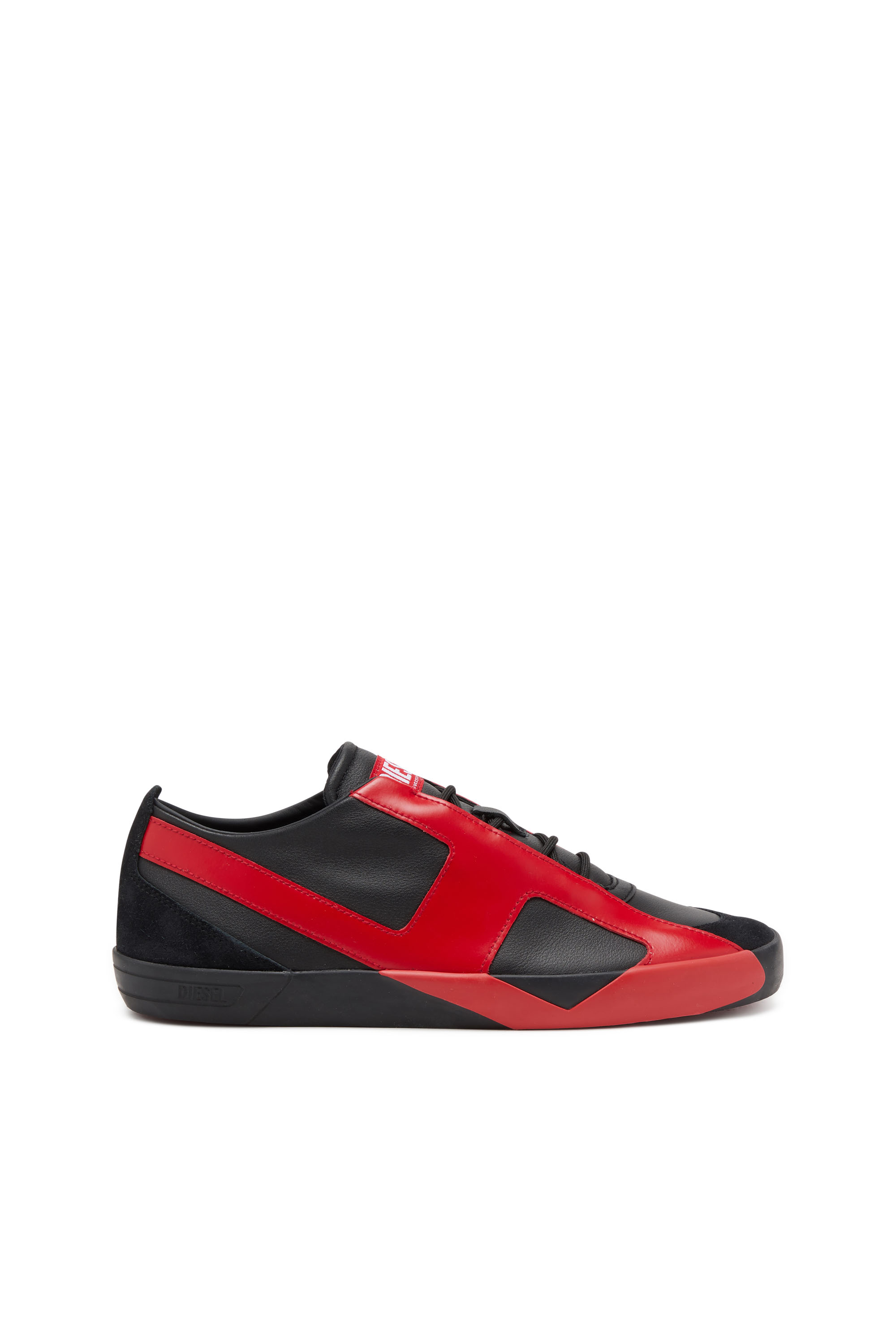 S-SLANTE-D LOW, Nero/Rosso Diesel - S-SLANTE-D LOW, S-Slante-D-Sneakers in pelle e suede con logo D Uomo in Multicolor - 1