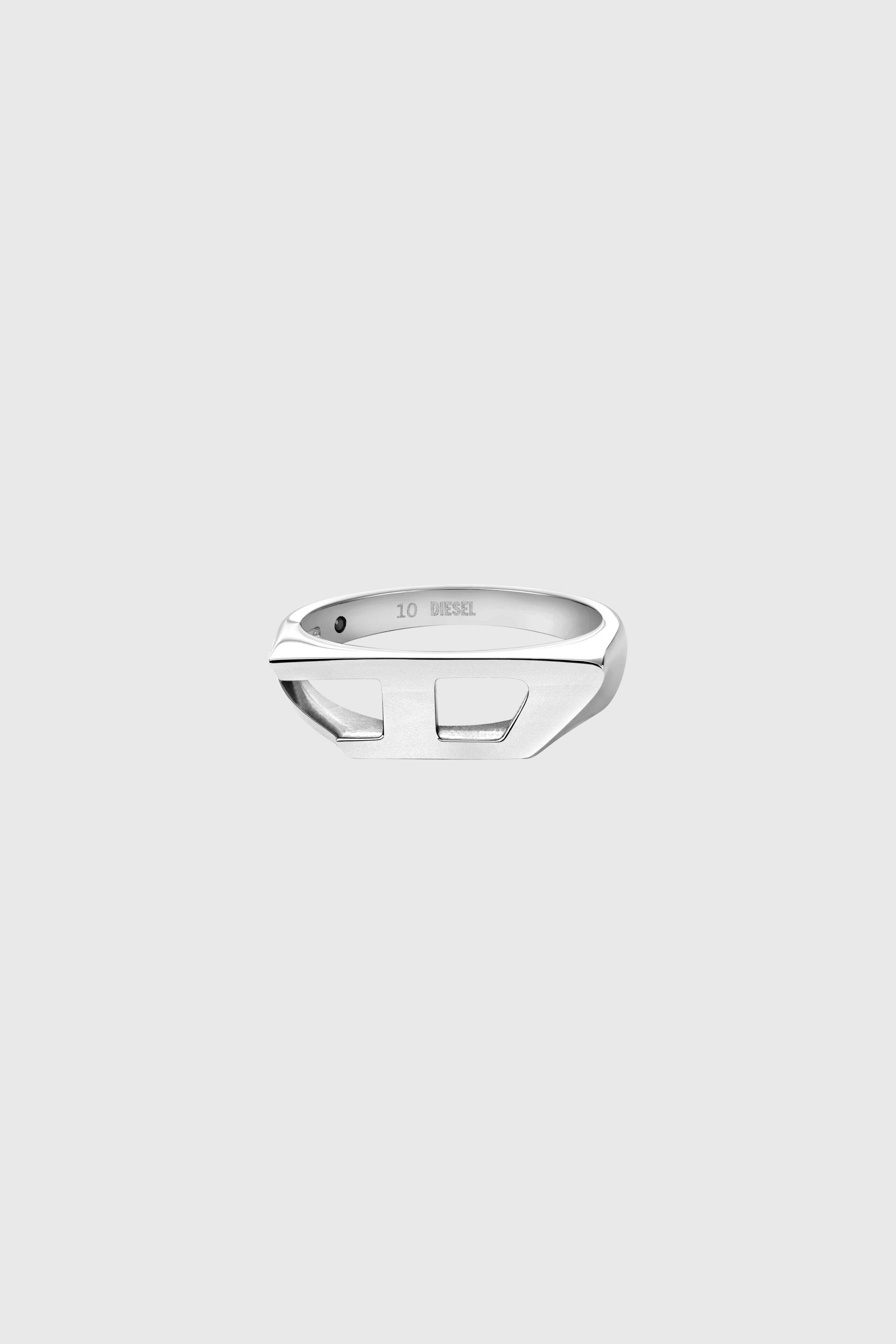 Diesel - DX1638040 JEWELLERY, Anello chevalier in acciaio Unisex in Argento - 2