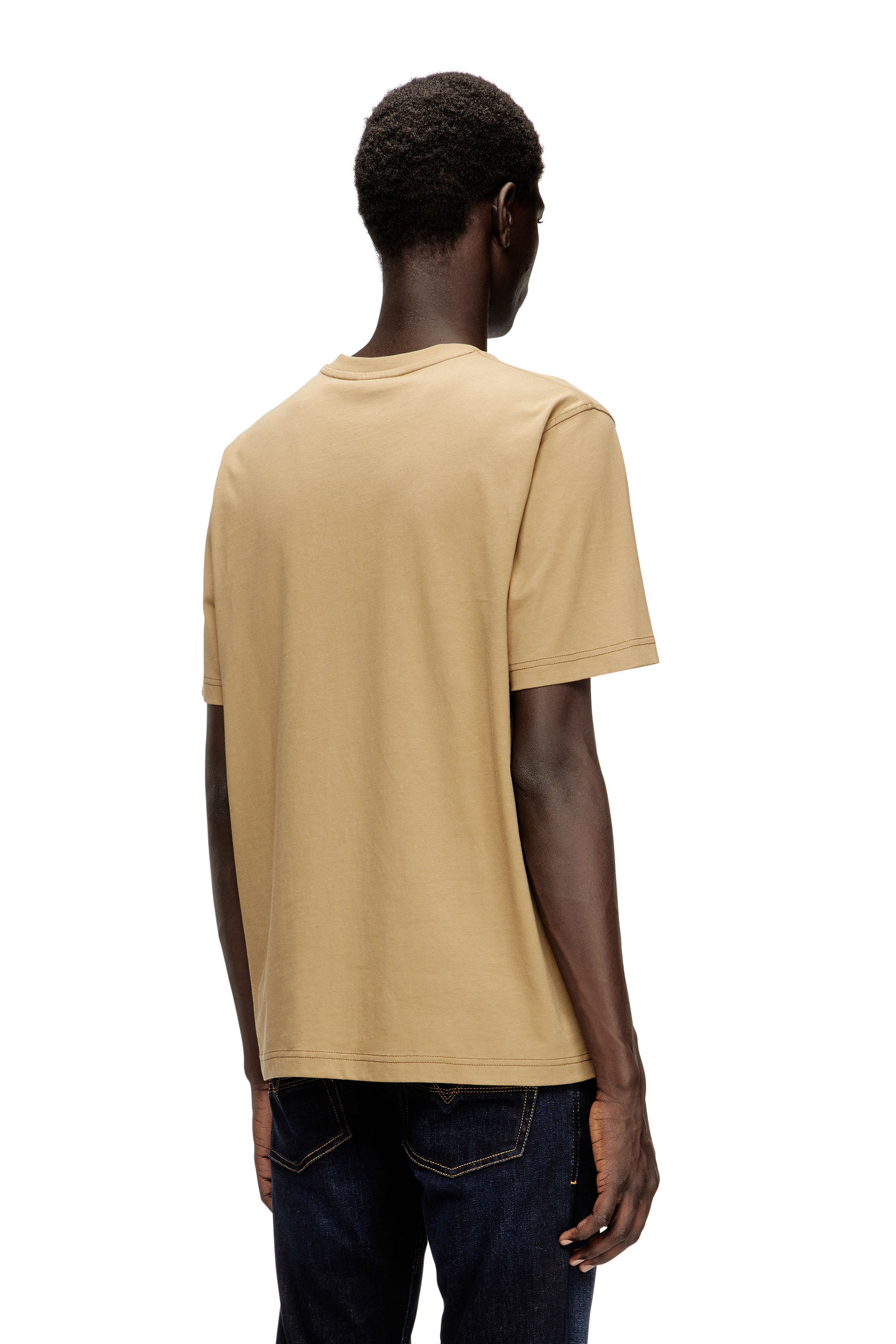Diesel - T-ADJUST-V2, Maglietta in cotone leggero con logo sbiadito Uomo in Beige - 4