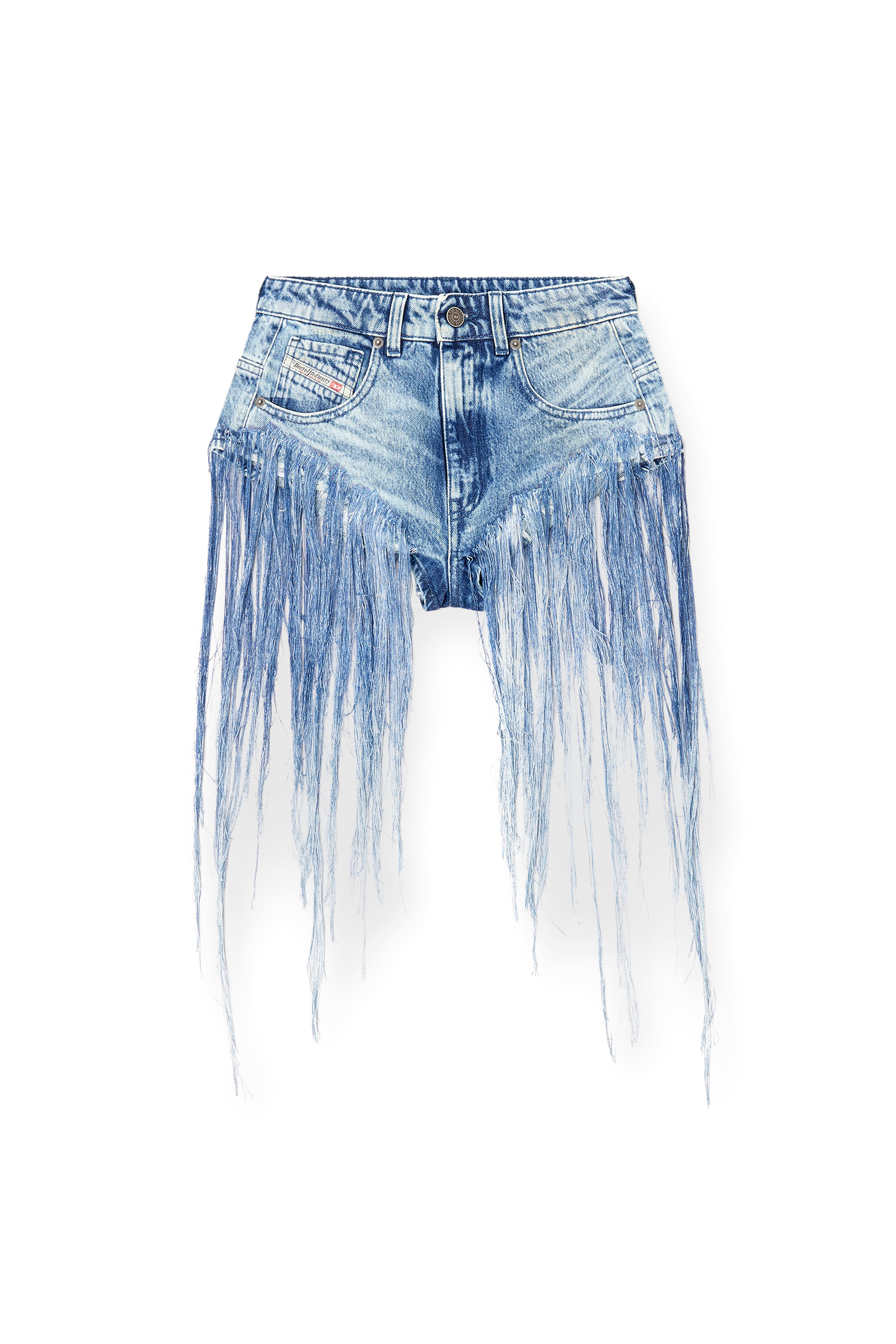 Diesel - DE-JIZZ-FSG, Short in denim sfrangiato distressed Donna in Blu - 3