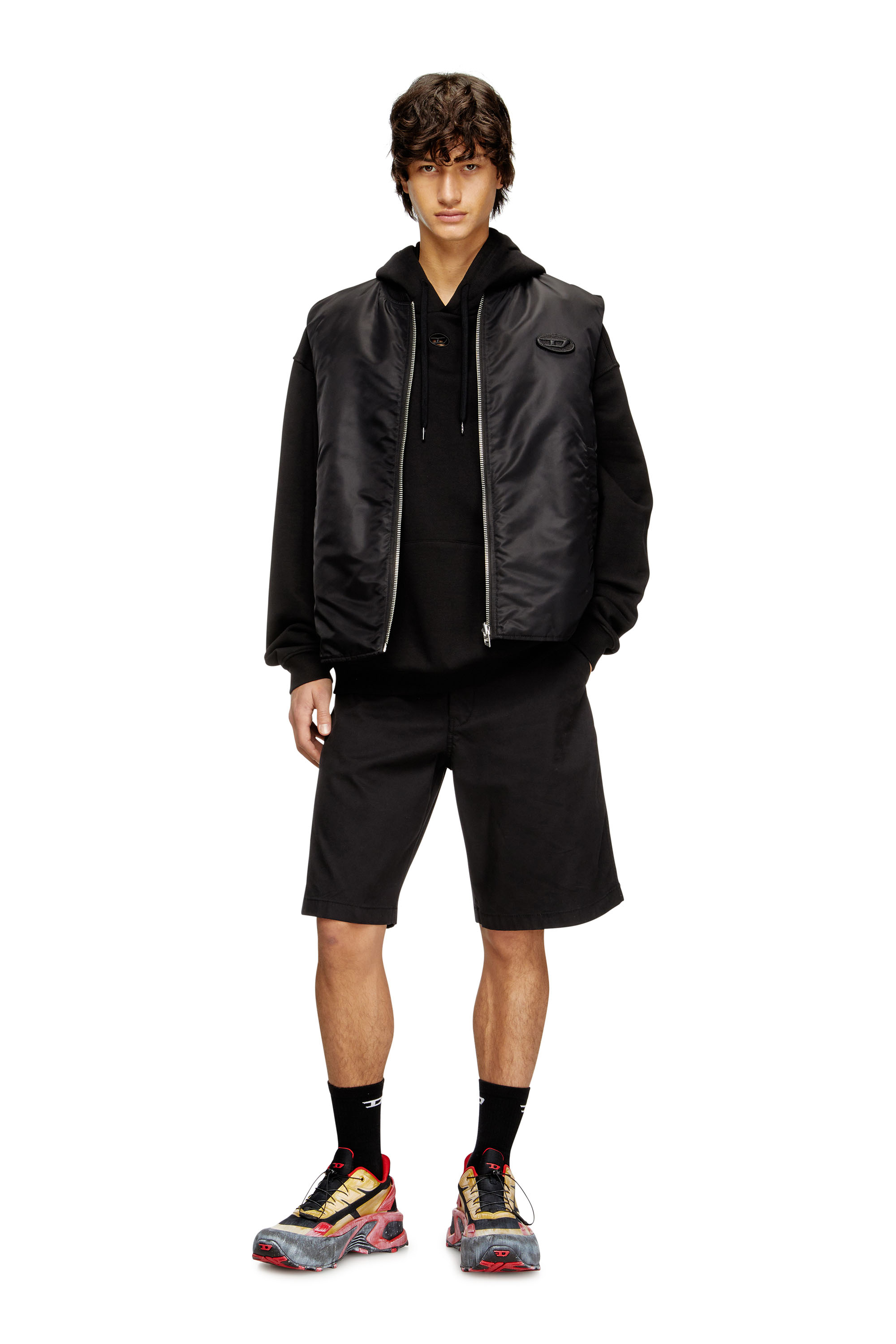 Diesel - W-TYPE-D1-SL, Gilet imbottito in raso con ricamo Oval D Uomo in Nero - 2