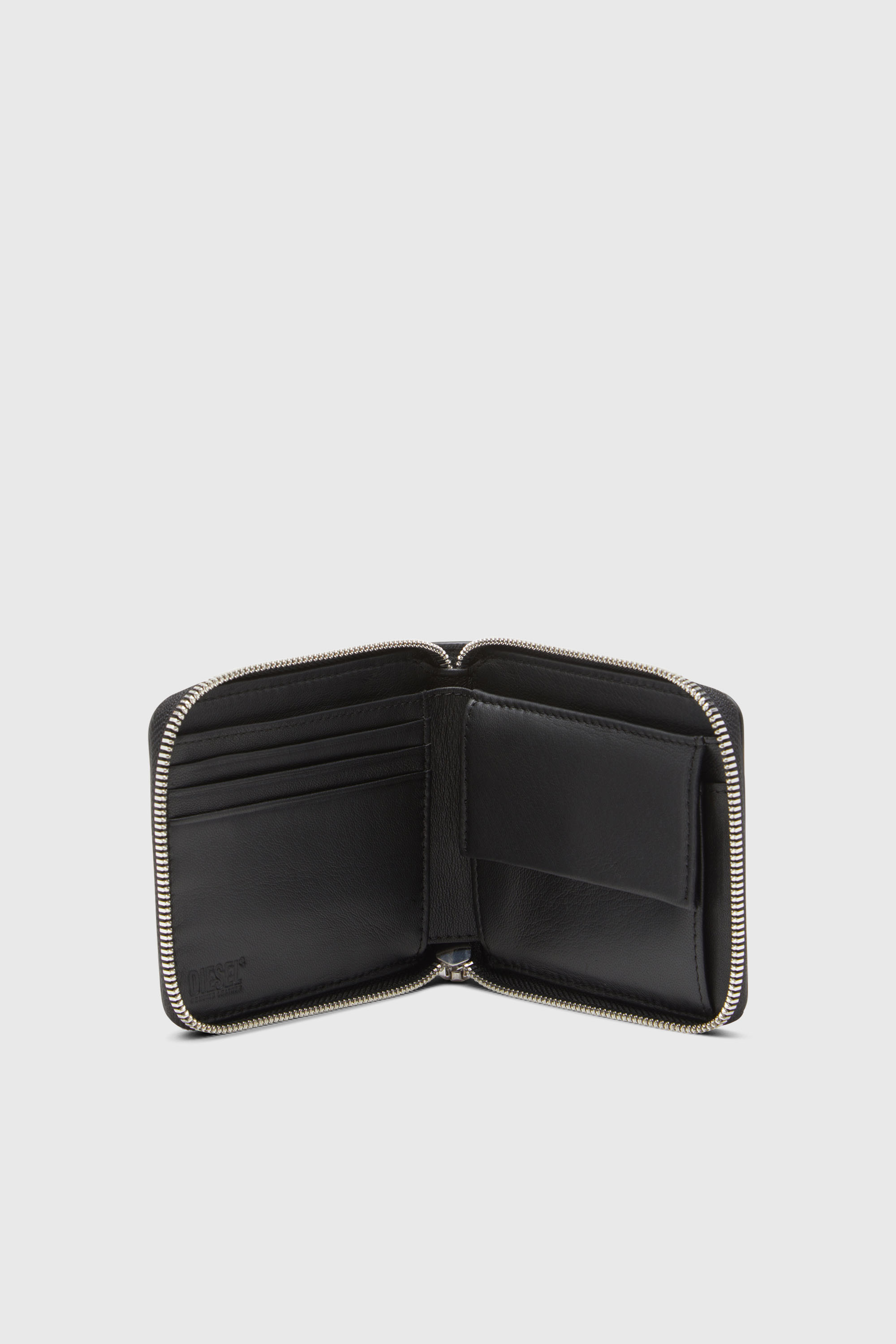 Diesel - DSL 3D- BI FOLD COIN ZIP XS, Portafoglio con zip in pelle con logo a rilievo Uomo in Nero - 3