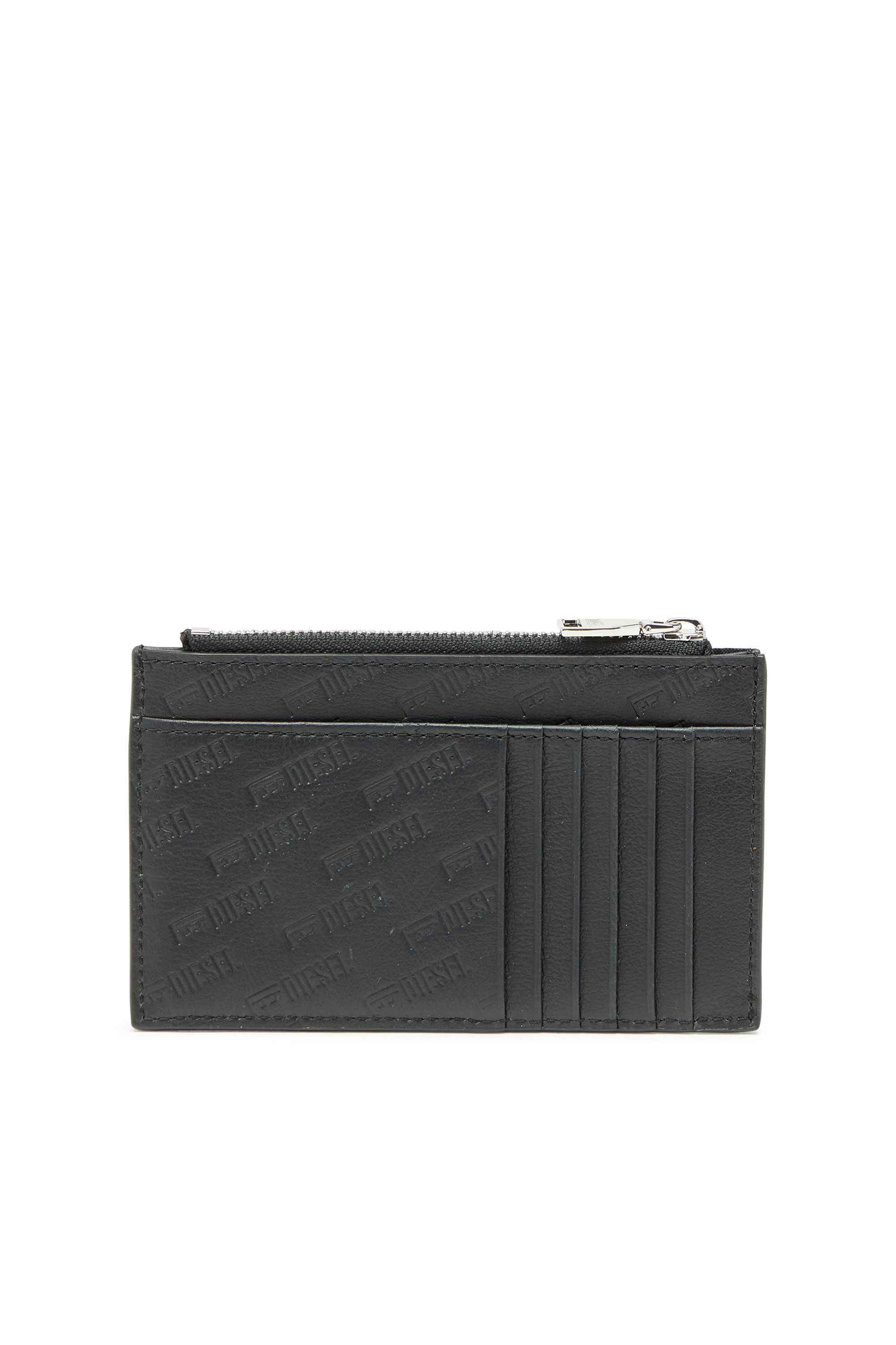 Diesel - MONOGRAM CARD CASE VI, Portacarte in pelle con tasca zip e lavorazione embossing Uomo in Nero - 2