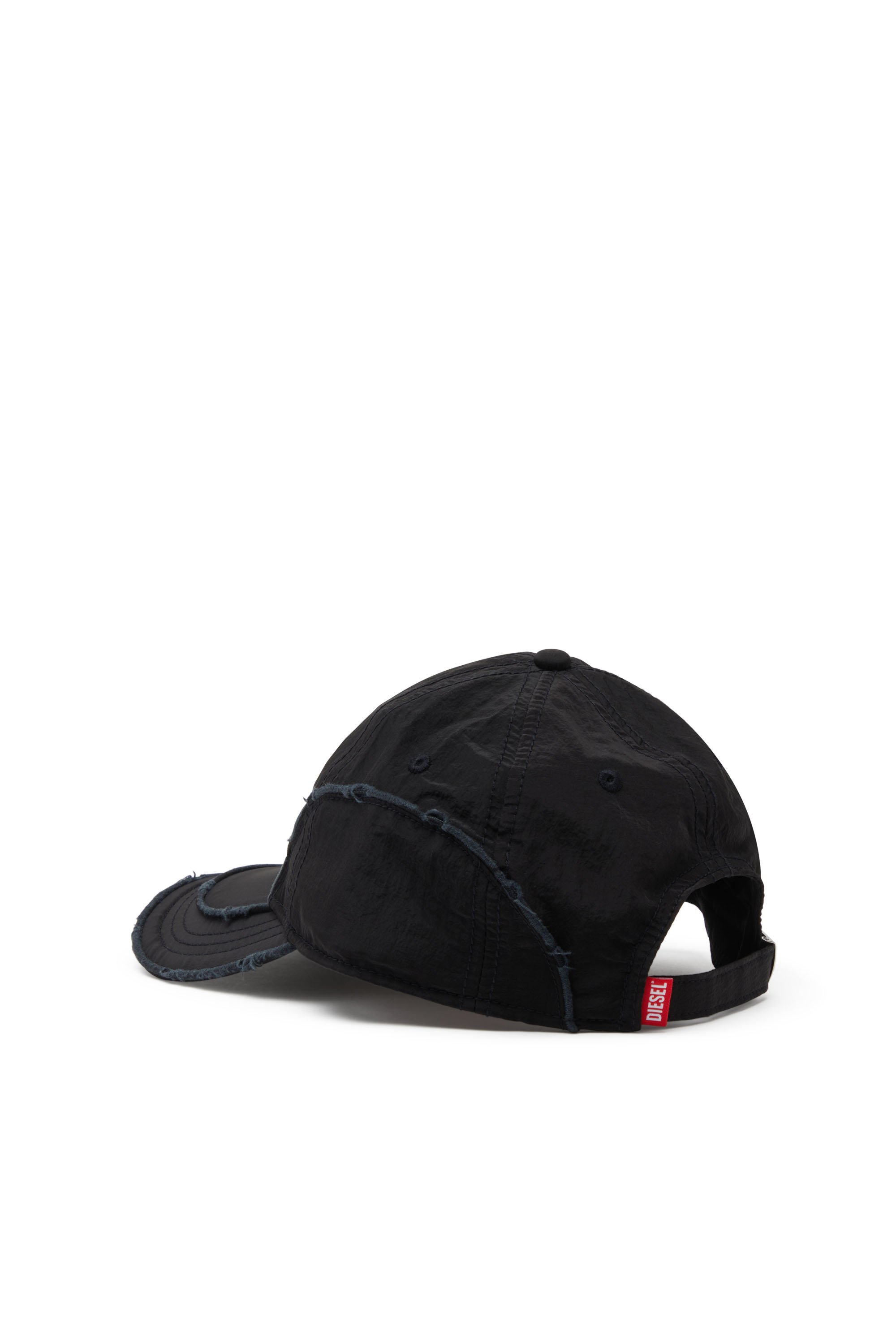 Diesel - C-ONNOR, Man's Crinkled nylon baseball cap with tonal D in Black - 3