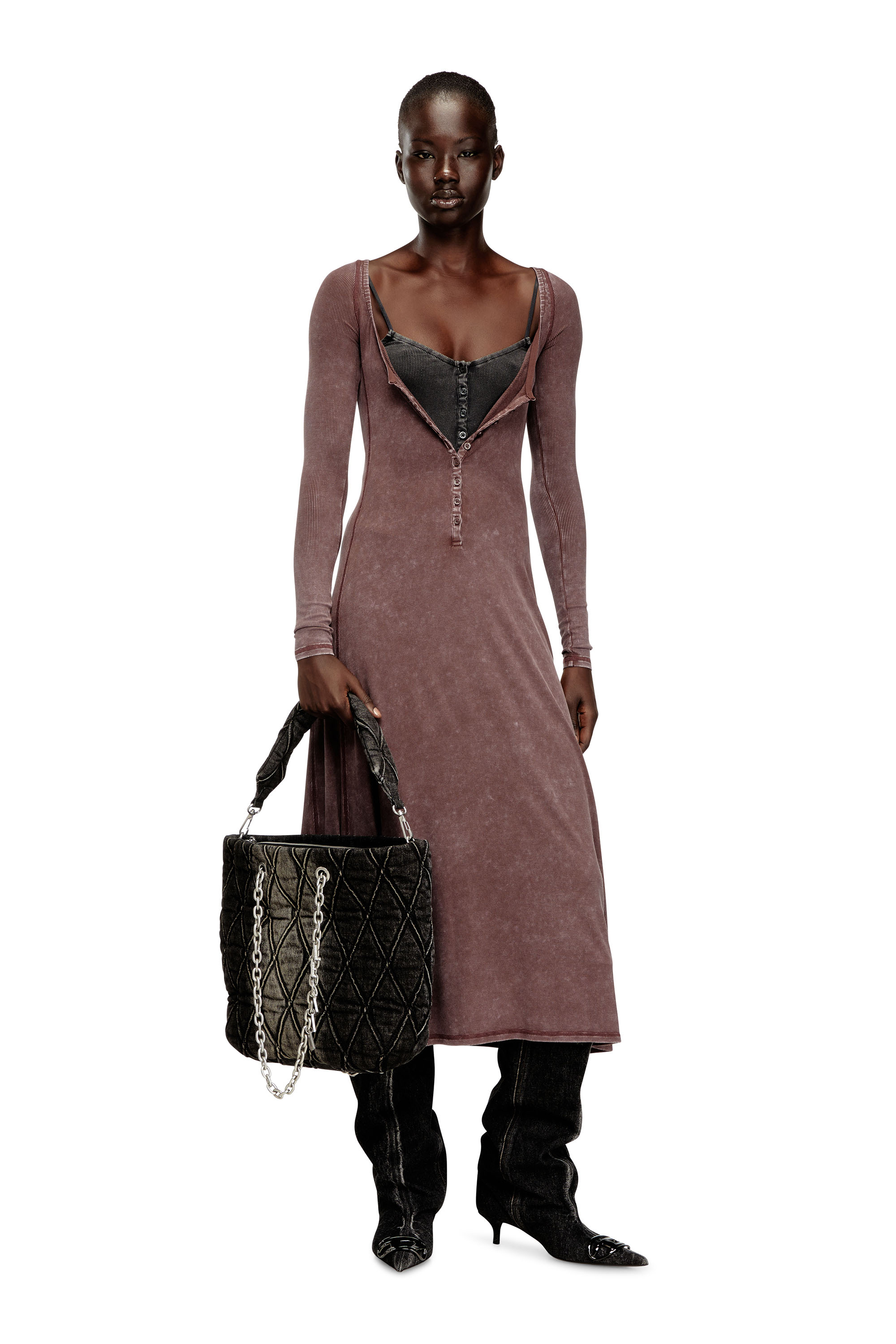 Diesel - D-LEY, Abito midi in jersey a coste sfumato Donna in ToBeDefined - 2