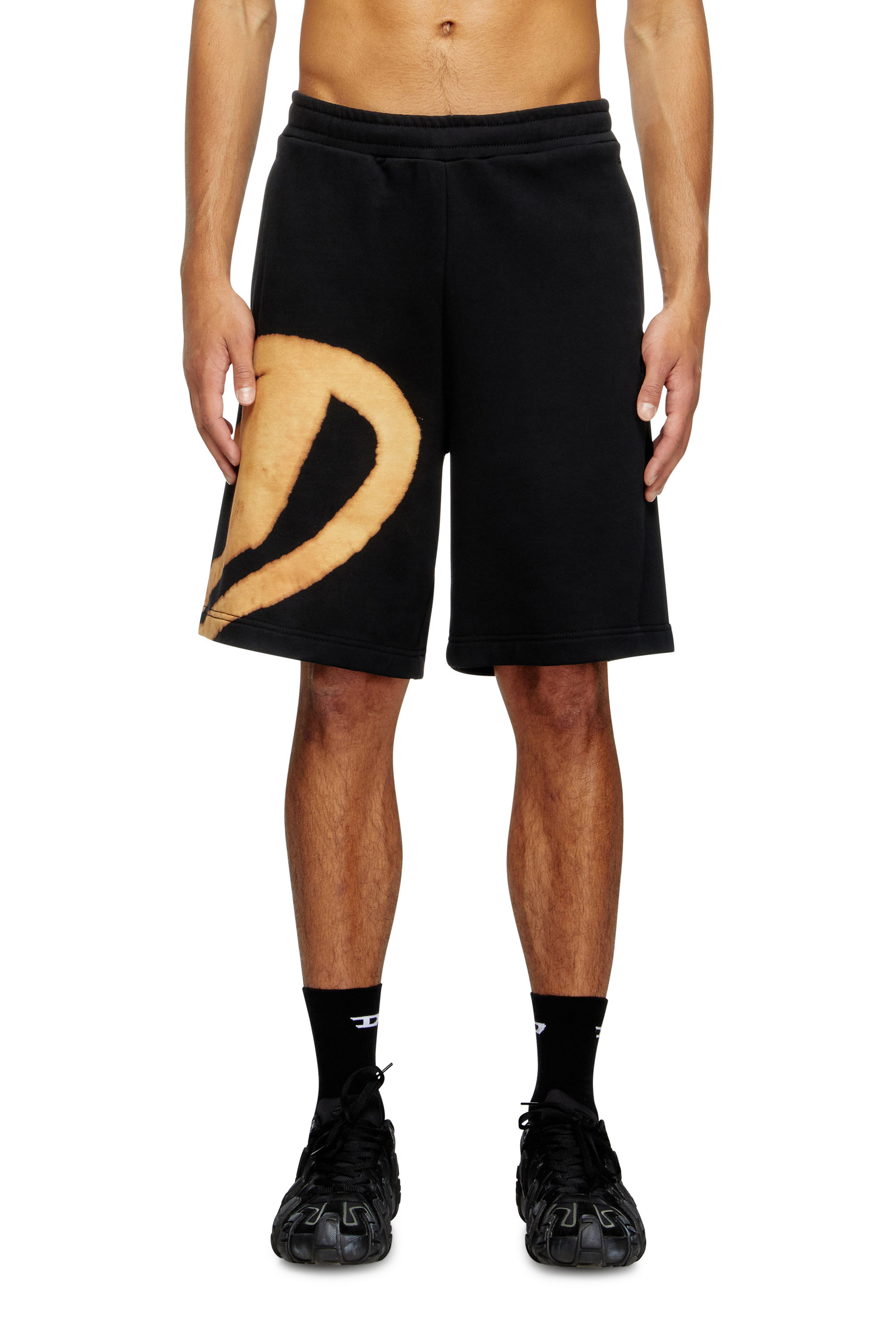 Diesel - P-CROW-BLEACH, Short in felpa con logo effetto bleach Uomo in Multicolor - 1