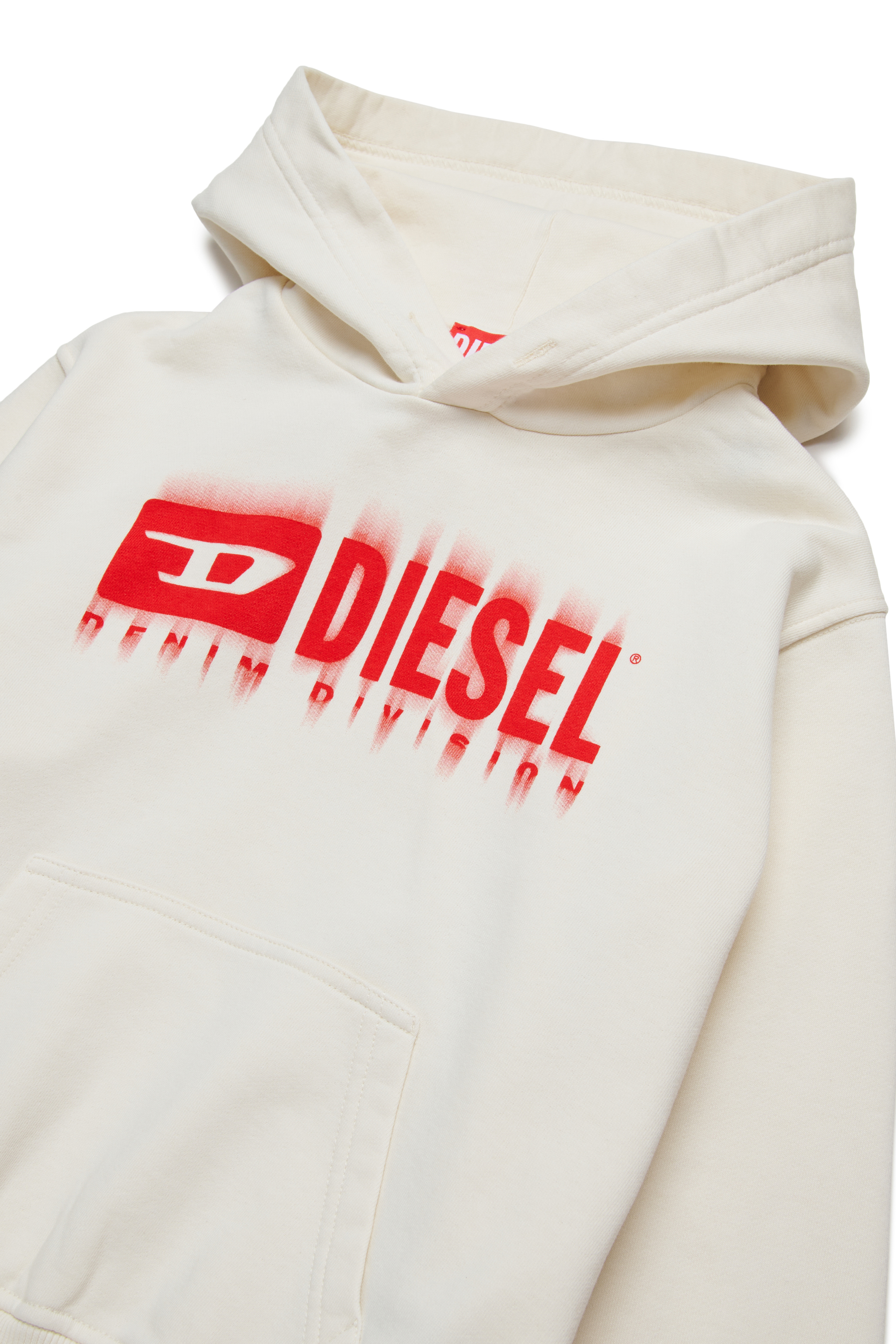 Diesel - SGINNHOODL5 OVER, Felpa con cappuccio e logo sbavato Uomo in Bianco - 3