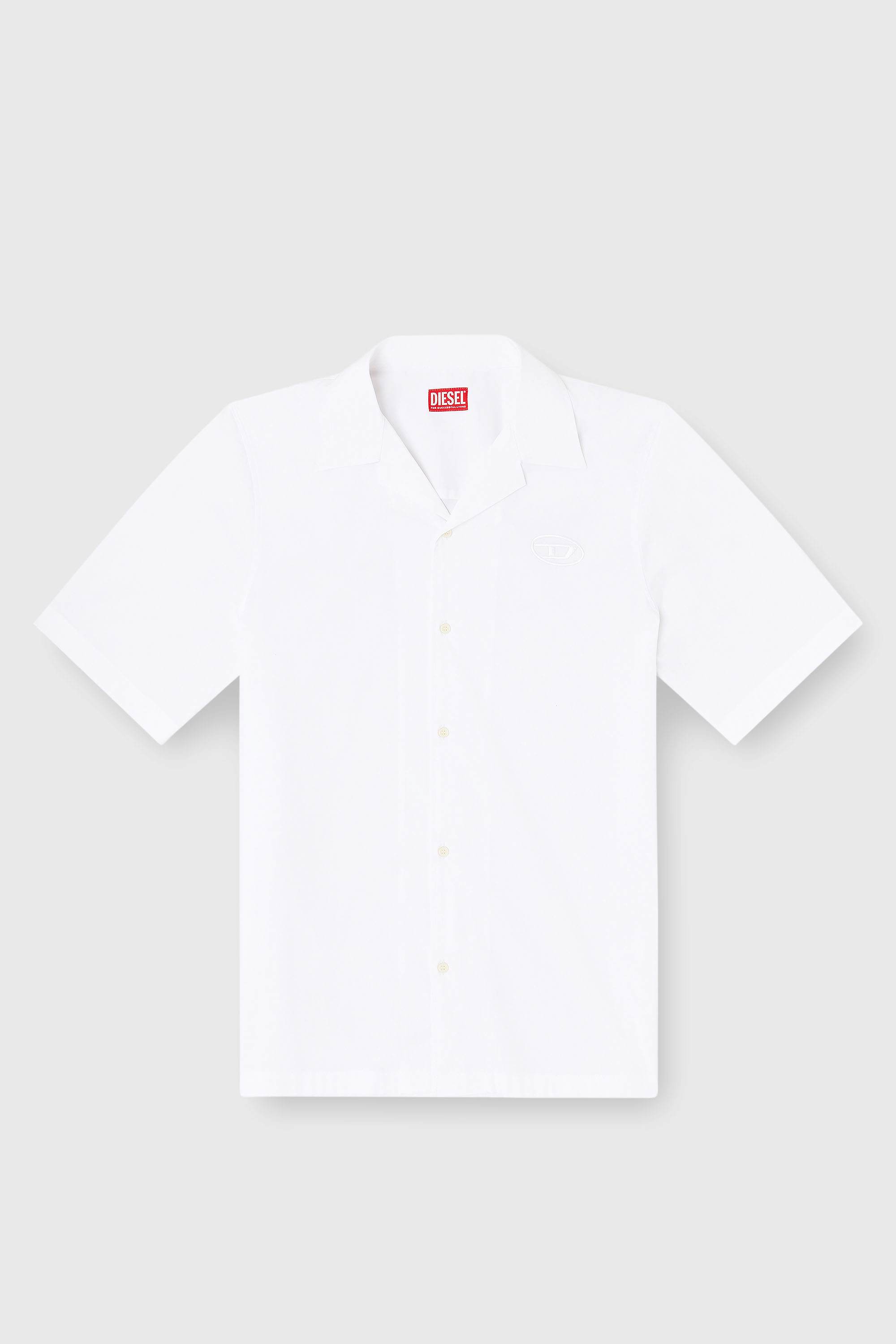 Diesel - S-MAC-GSBH, Camicia in popeline elasticizzato con ricamo Oval D Uomo in Bianco - 2