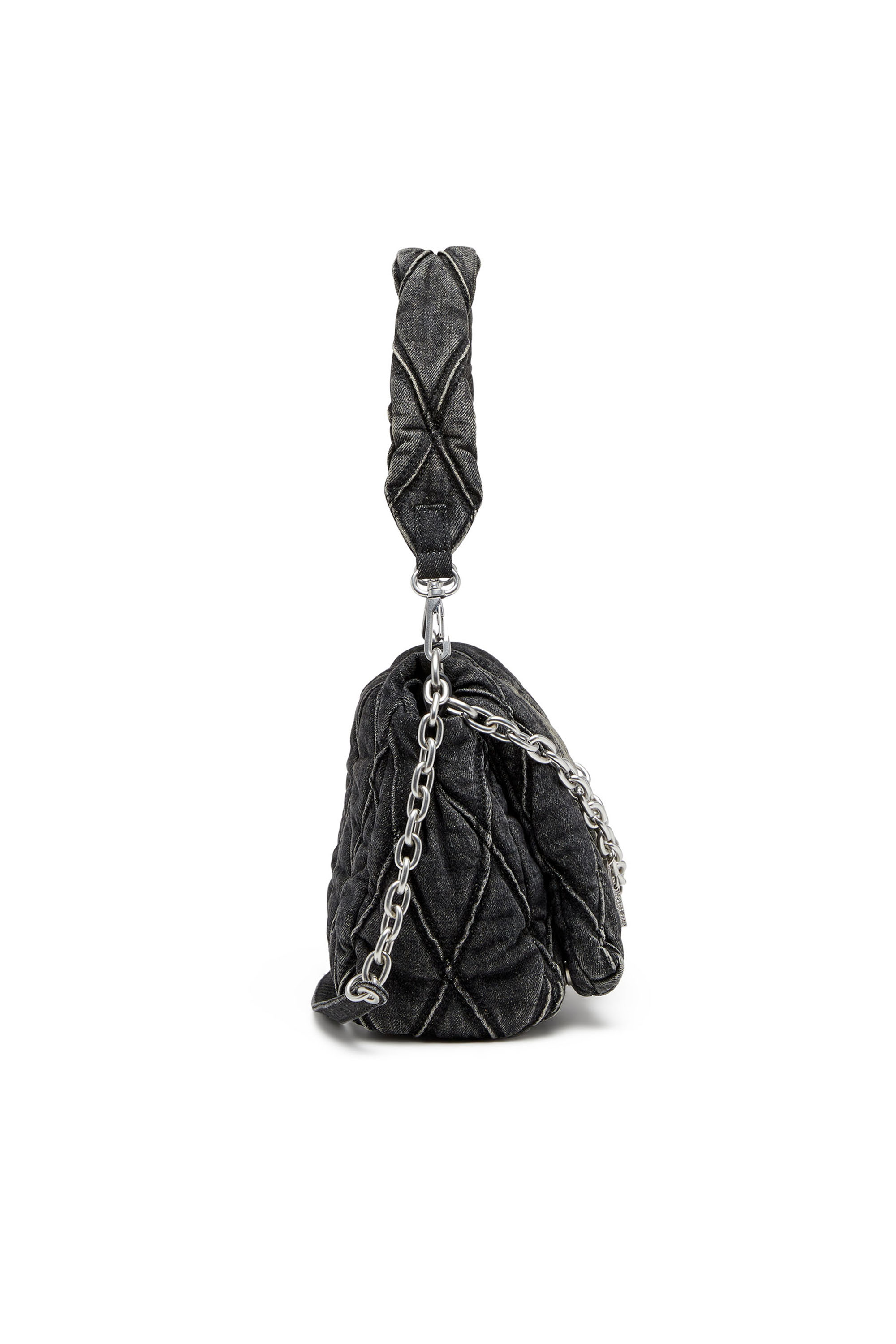 Diesel - CHARM-D SHOULDER M, Charm-D M-Borsa a spalla in denim trapuntato Donna in Nero - 4
