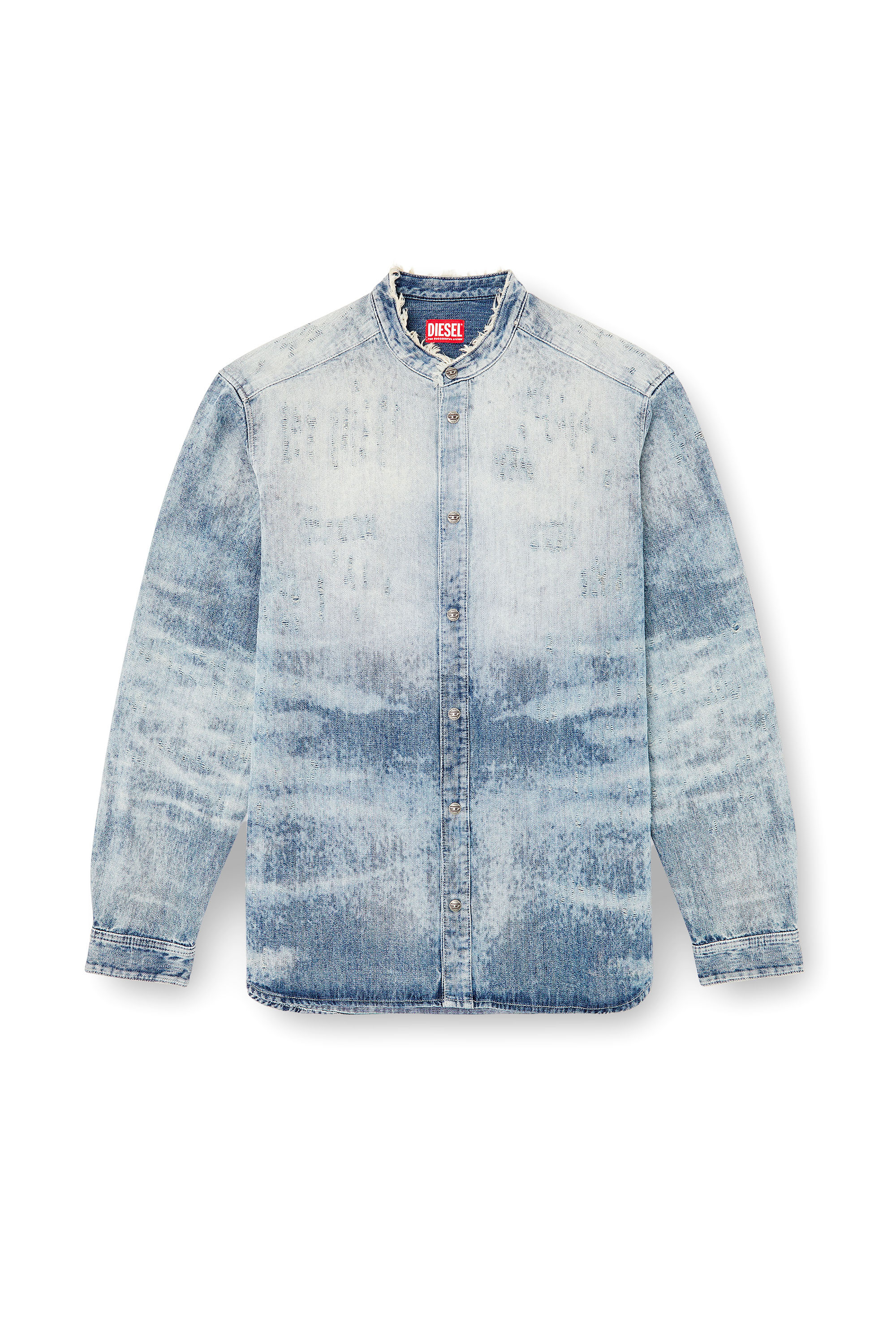 Diesel - D-SIMP-FSH, Camicia in denim distressed a nido l'ape Uomo in Blu - 3