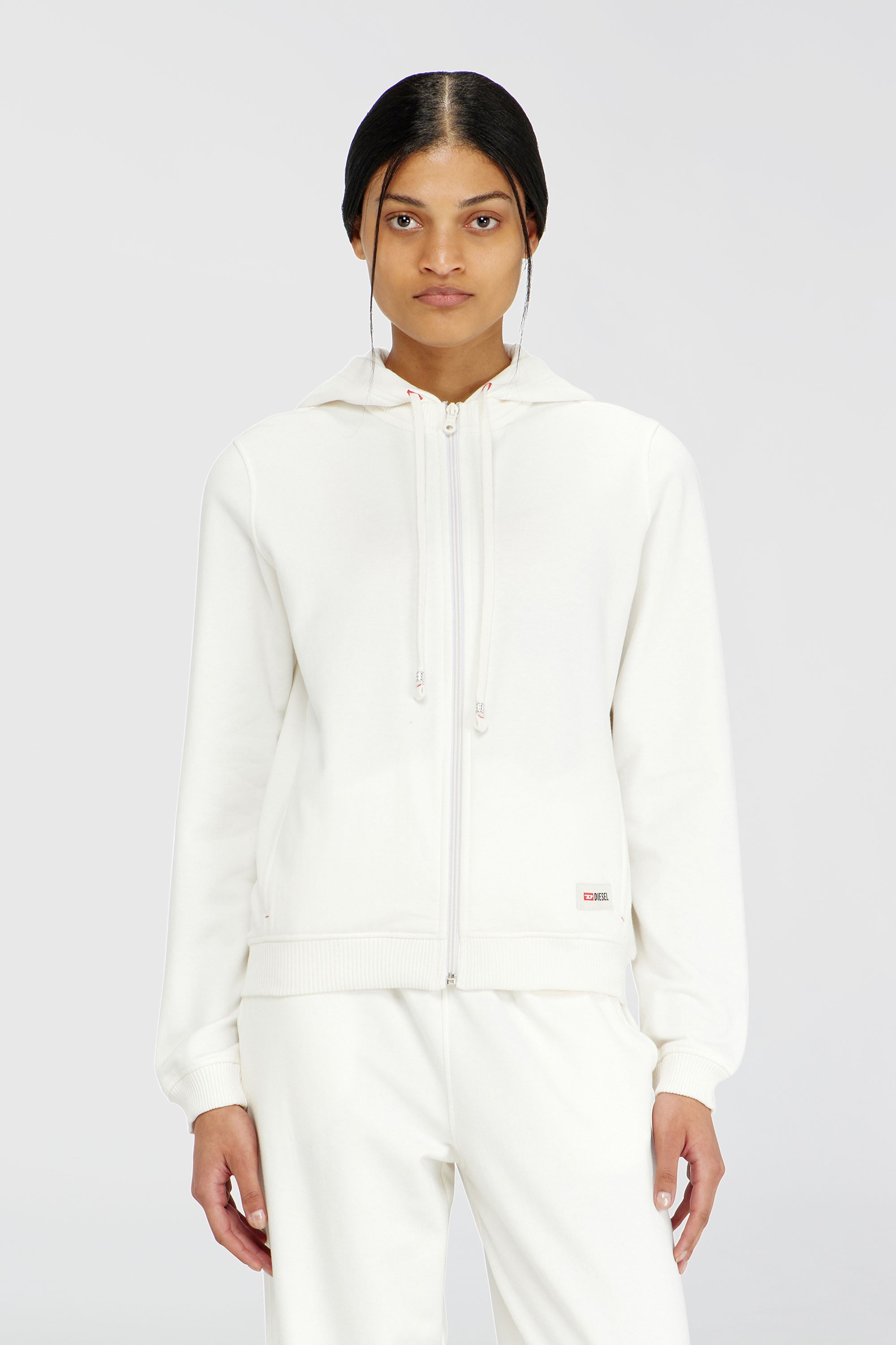 Diesel - HARRIET-D-CORE, Felpa con cappuccio in misto cotone smerigliato Donna in Bianco - 1
