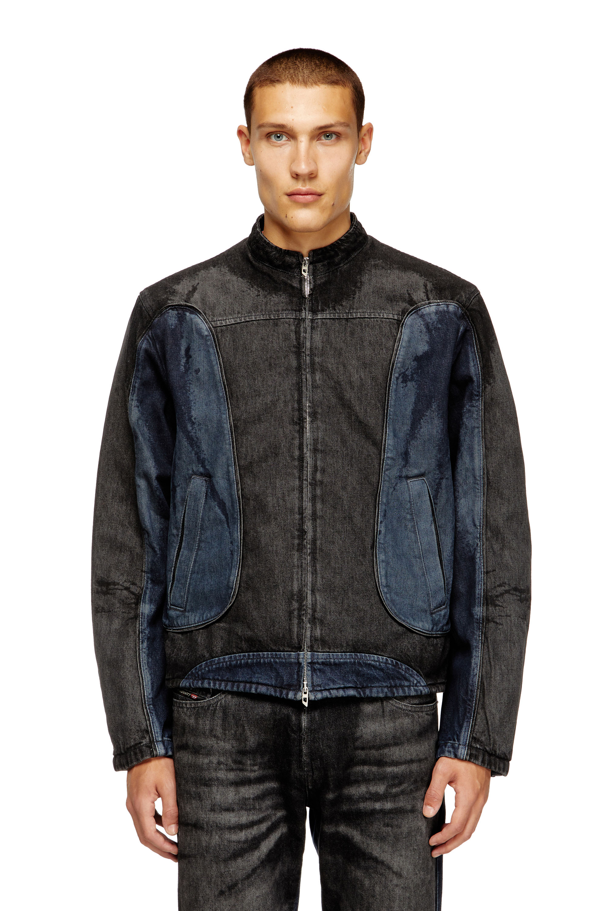 Diesel - D-BLENK-S, Giacca stile biker in denim bicolor Uomo in Multicolor - 1