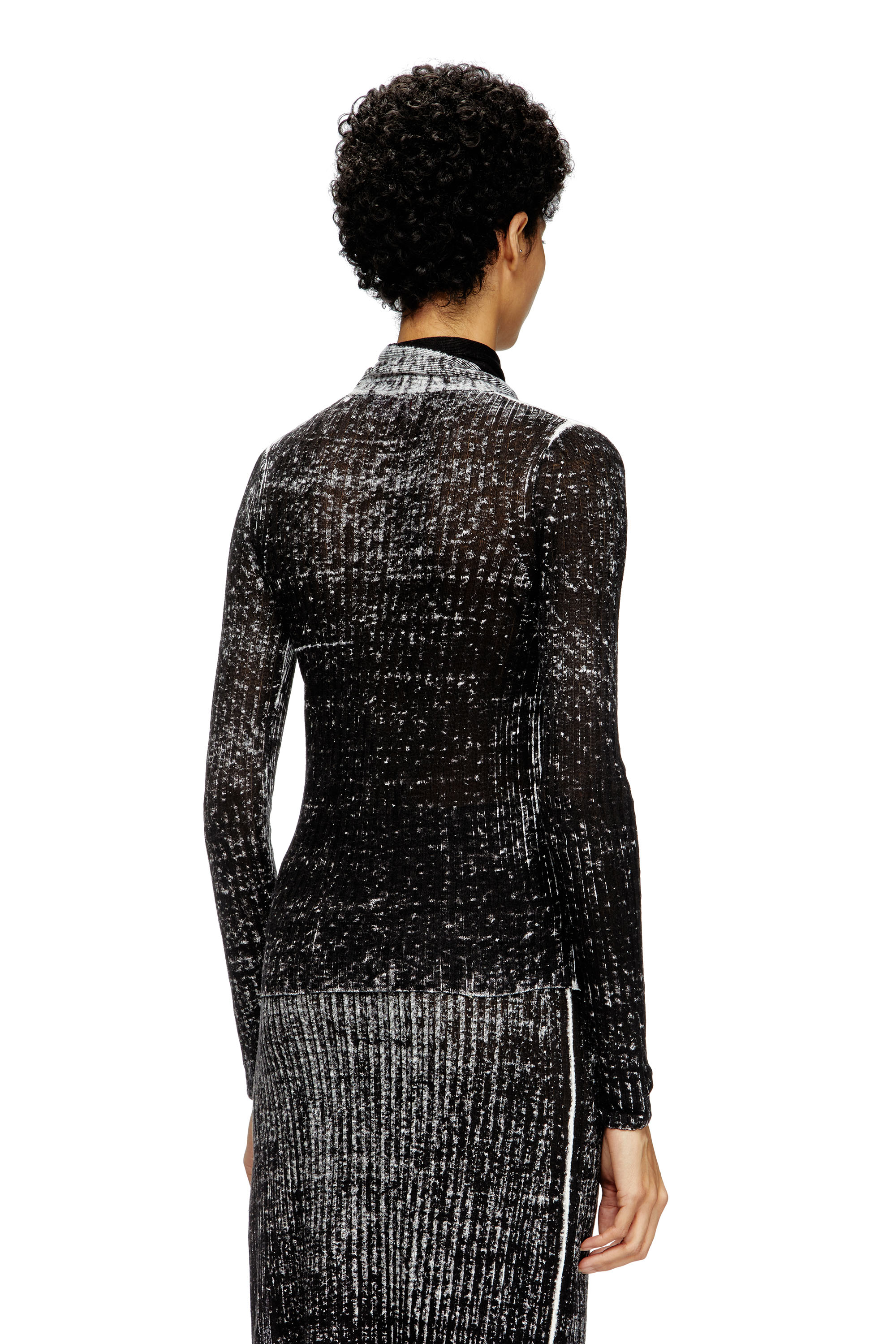 Diesel - M-ELAN, Maglia in lino con nodo e collo a goccia Donna in Nero - 4