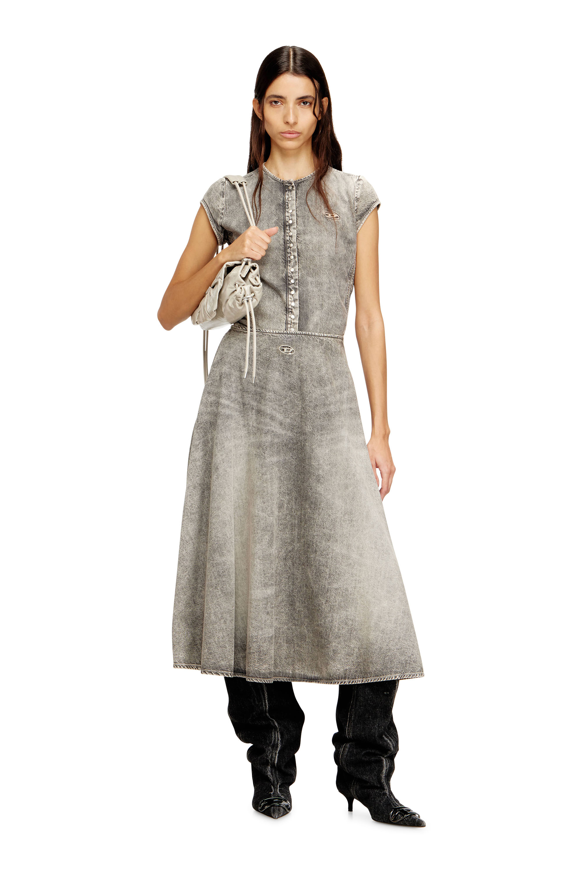 Diesel - DE-ROSET-S, Camicia in denim a maniche corte con righe sportive Donna in ToBeDefined - 2