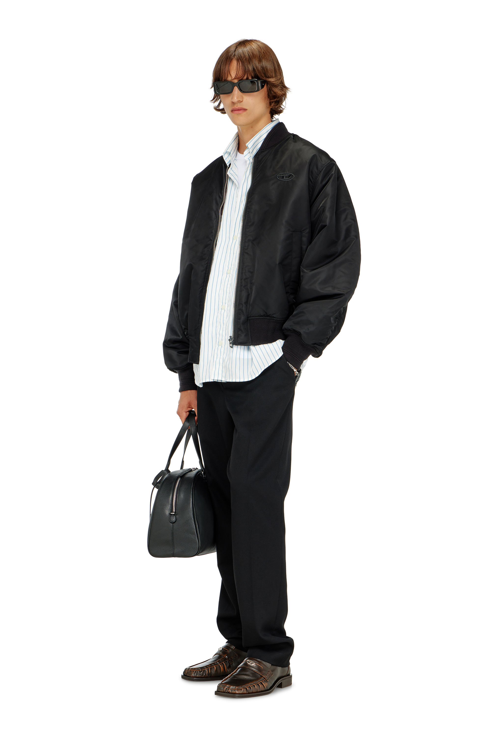 Diesel - W-TYPE-D1, Giacca bomber imbottita con ricamo Oval D Uomo in Nero - 1
