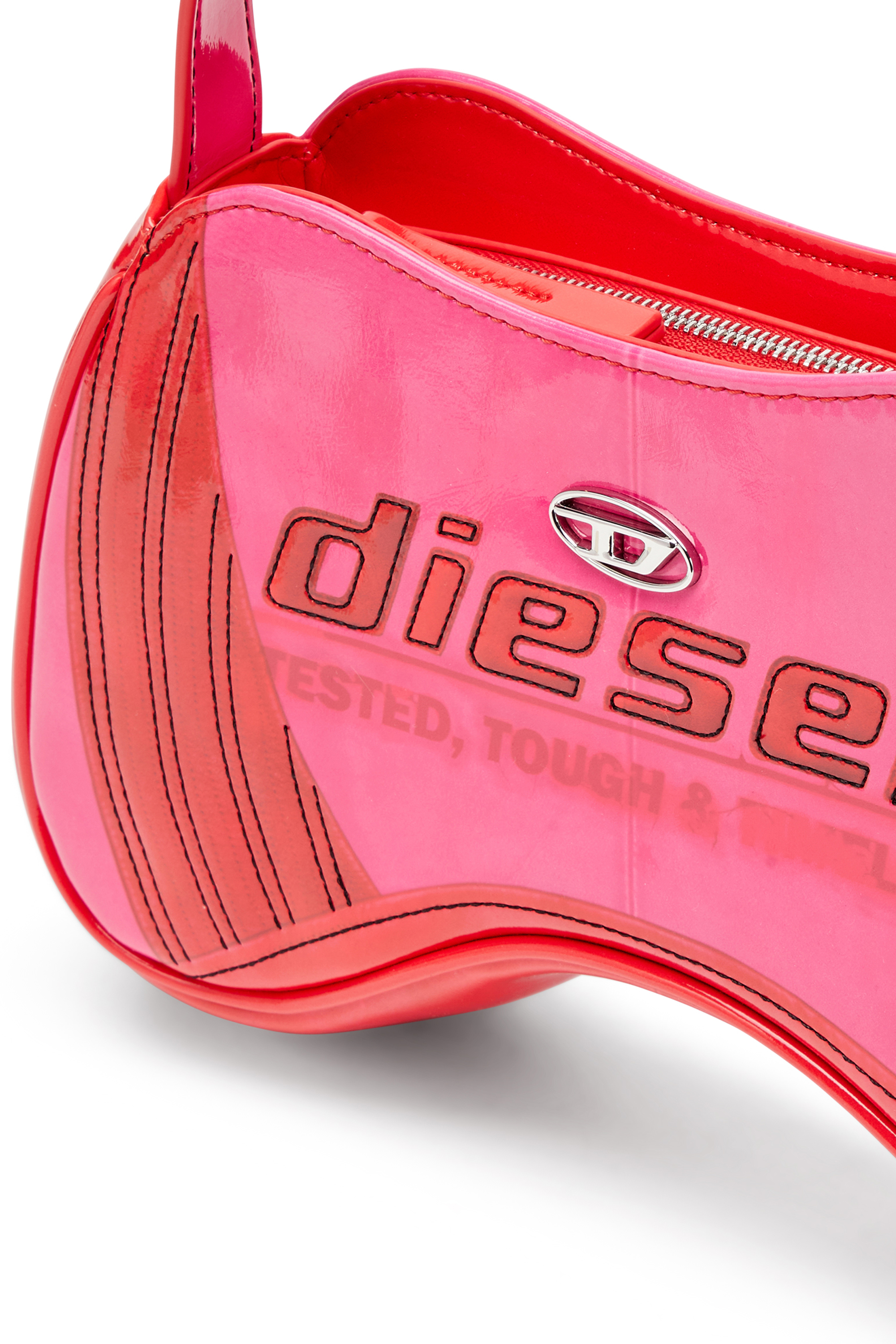 Diesel - PLAY SHOULDER, Borsa a spalla lucida con dettagli biker Donna in Rosa - 5