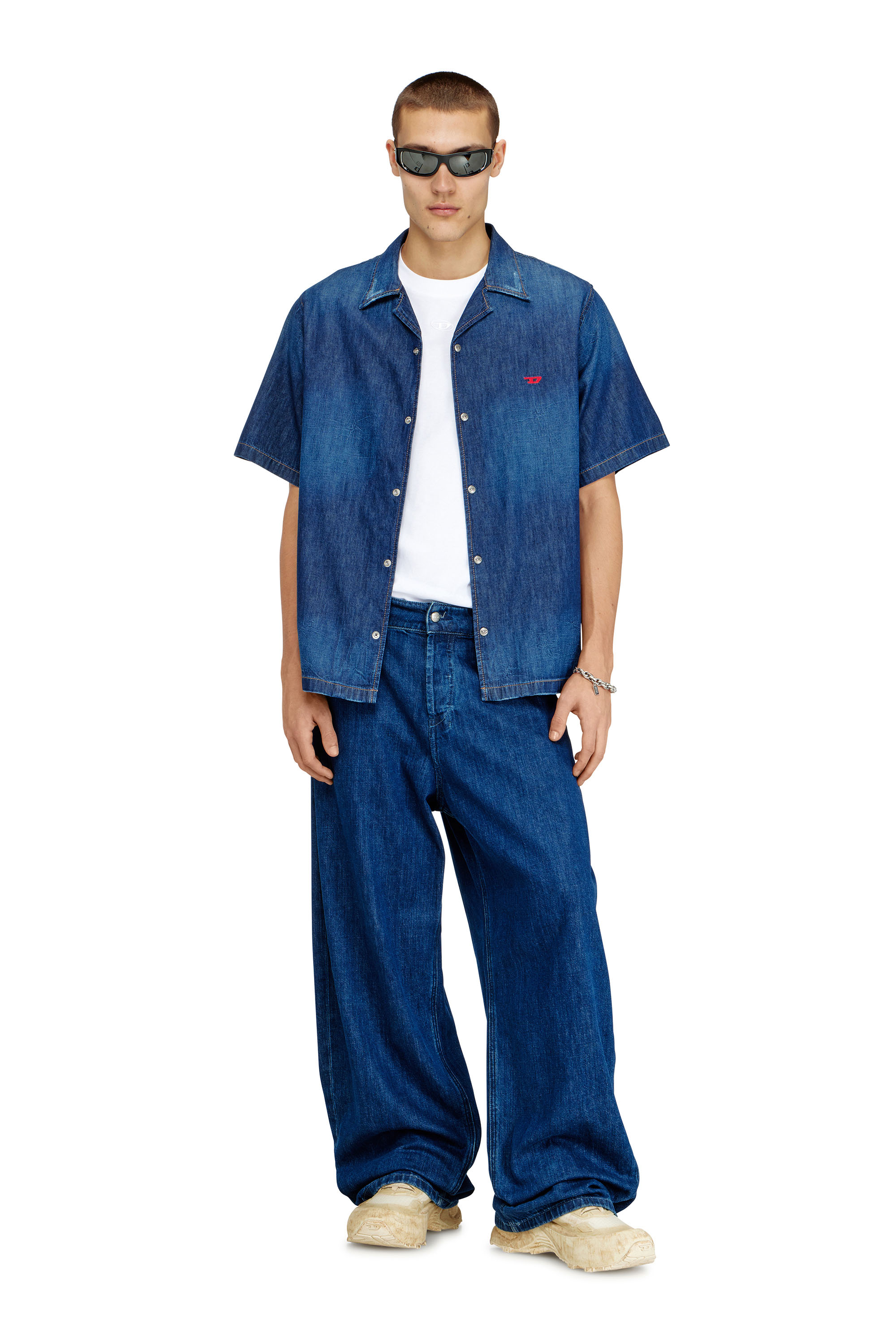 Diesel - D-NABIL-D, Camicia in denim a maniche corte Uomo in Blu - 2