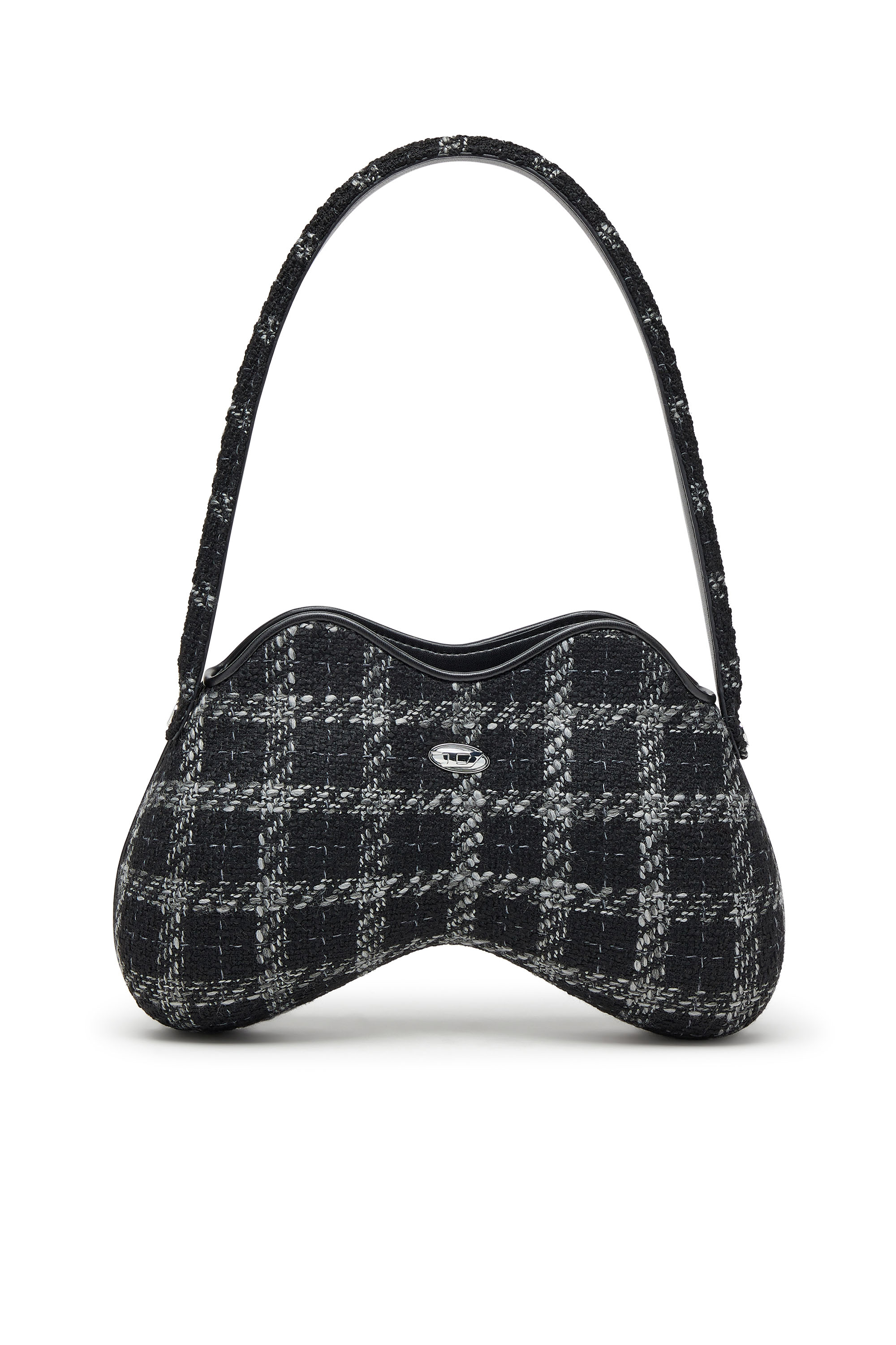 Diesel - DOUBLE-D SHOULDER, Double-D-Borsa a spalla con motivo pied-de-poule Donna in Nero - 1