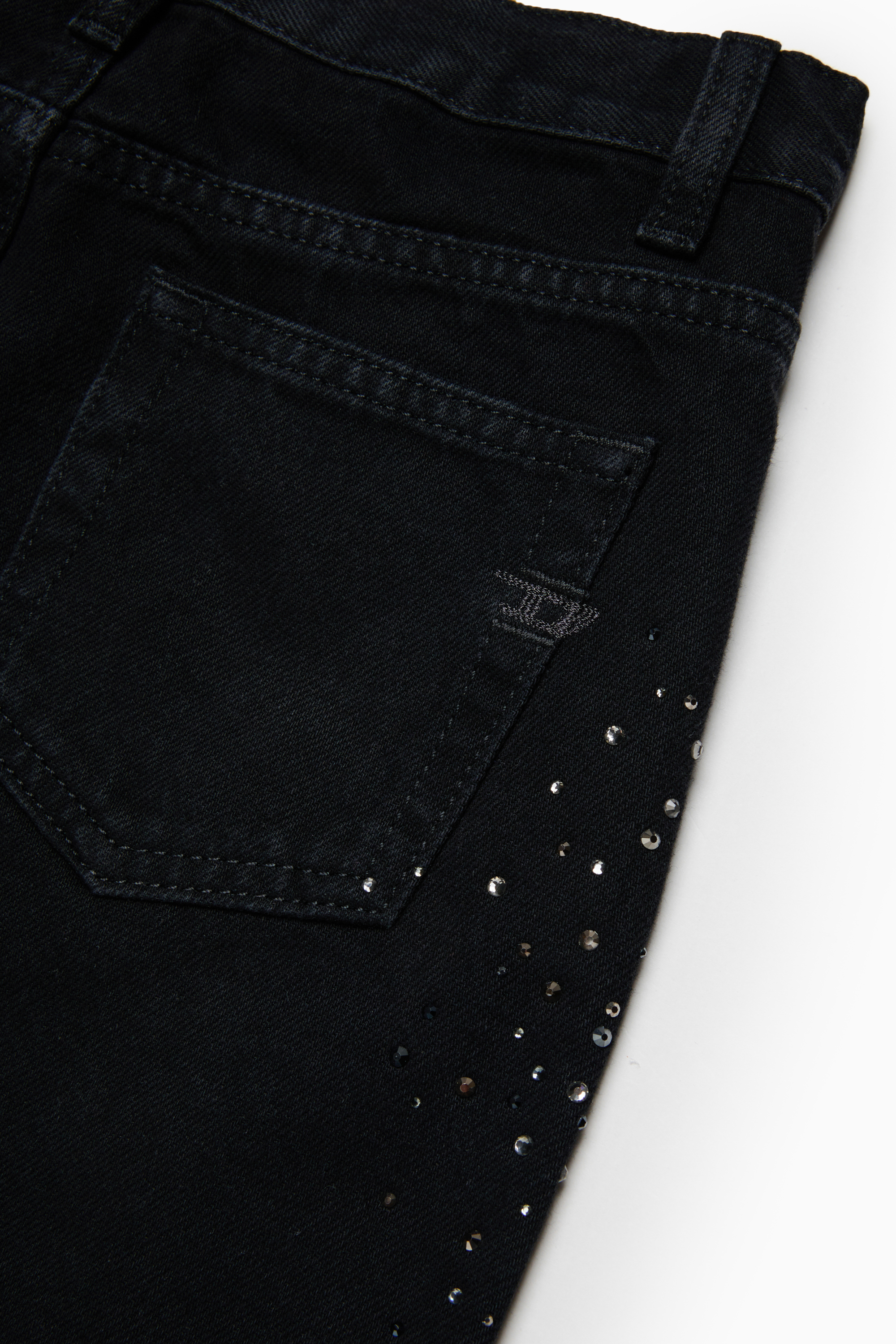 Diesel - GIANNA-SP, Minigonna in denim a taglio vivo con strass Donna in Nero - 4