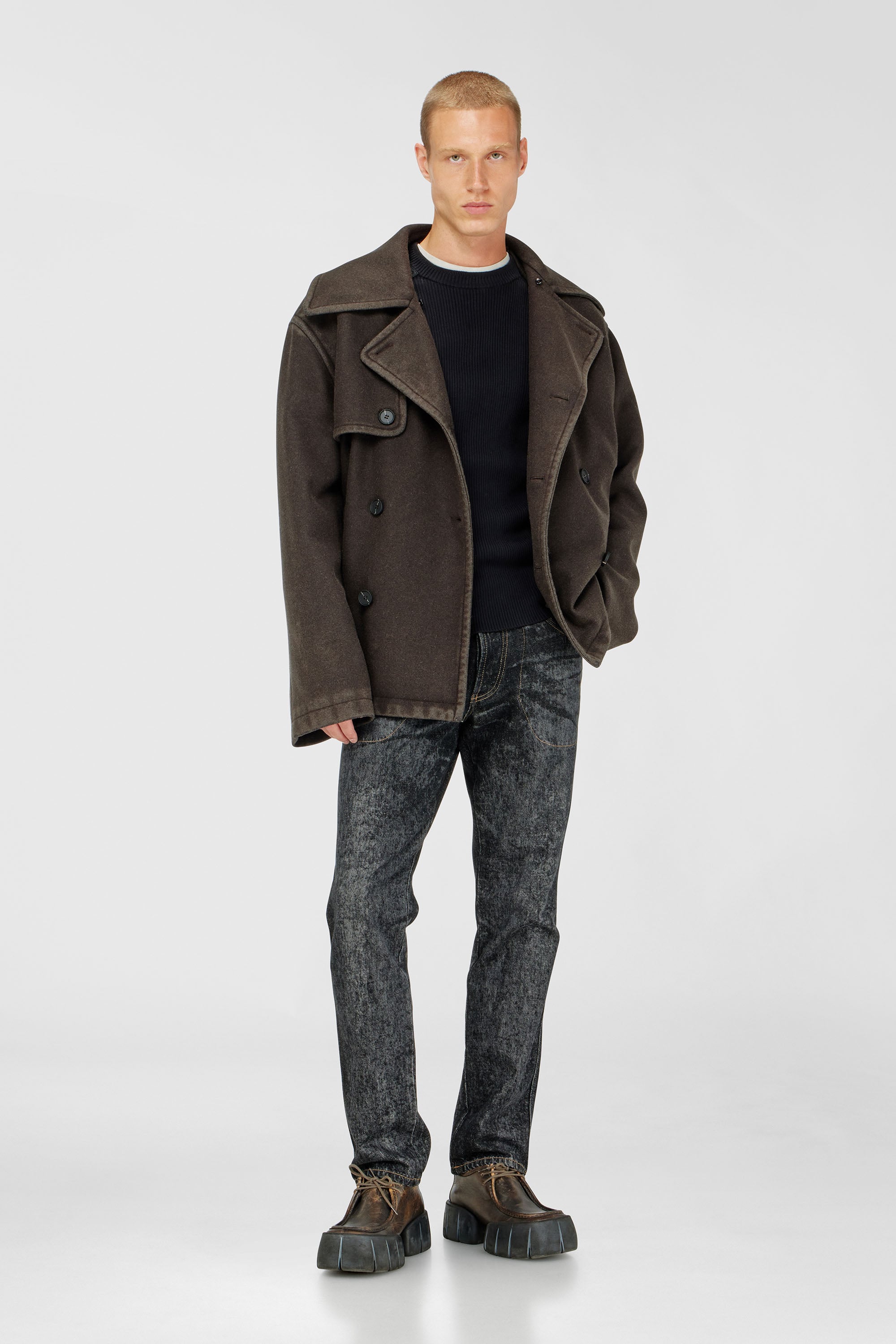 Diesel - K-MARTIN, Maglia a coste con pannelli sulle spalle Uomo in Nero - 2