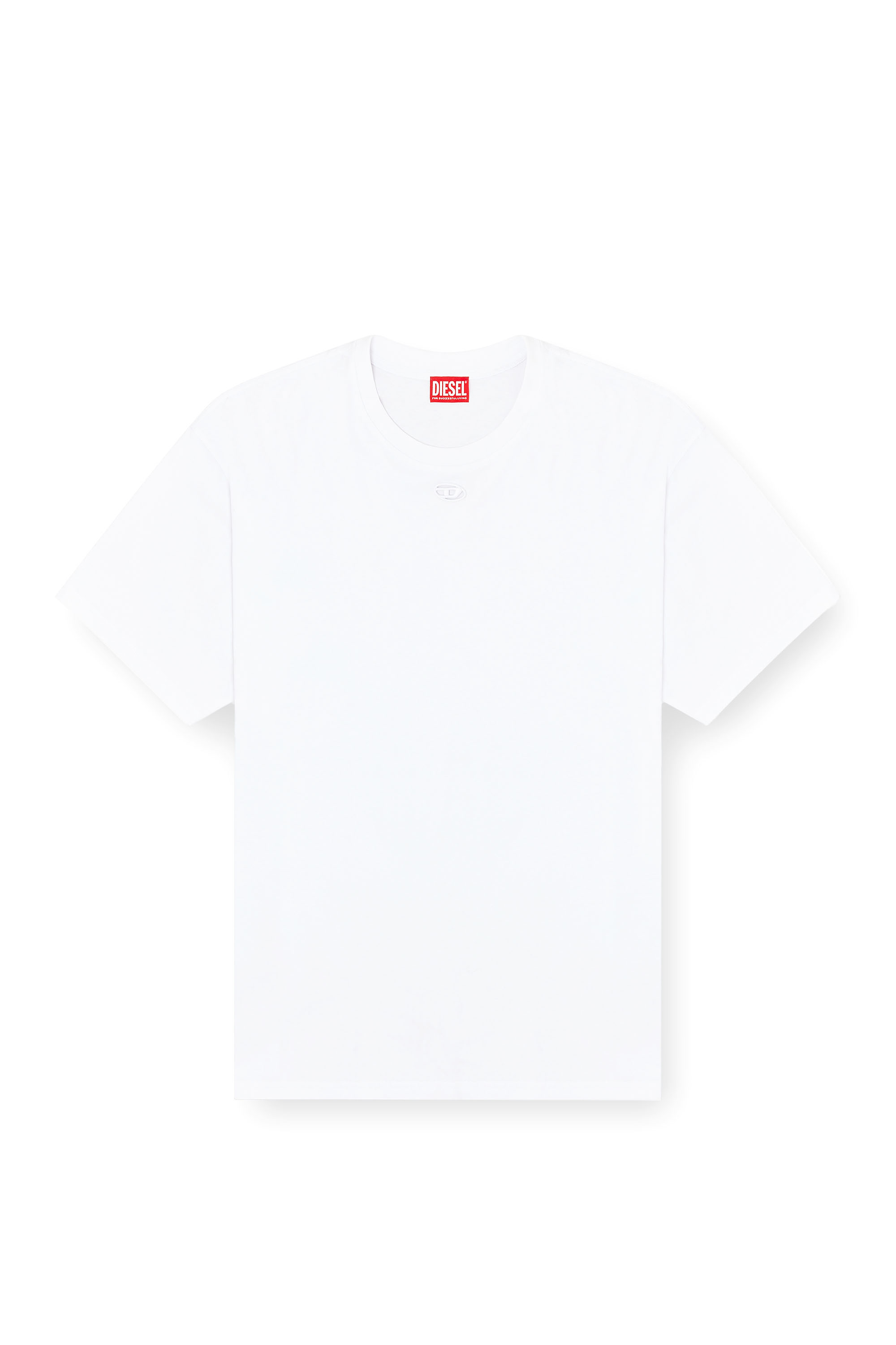 Diesel - T-BOXT-DCO, T-shirt in cotone dalla vestibilit&agrave; rilassata con ricamo Oval D Uomo in Bianco - 3