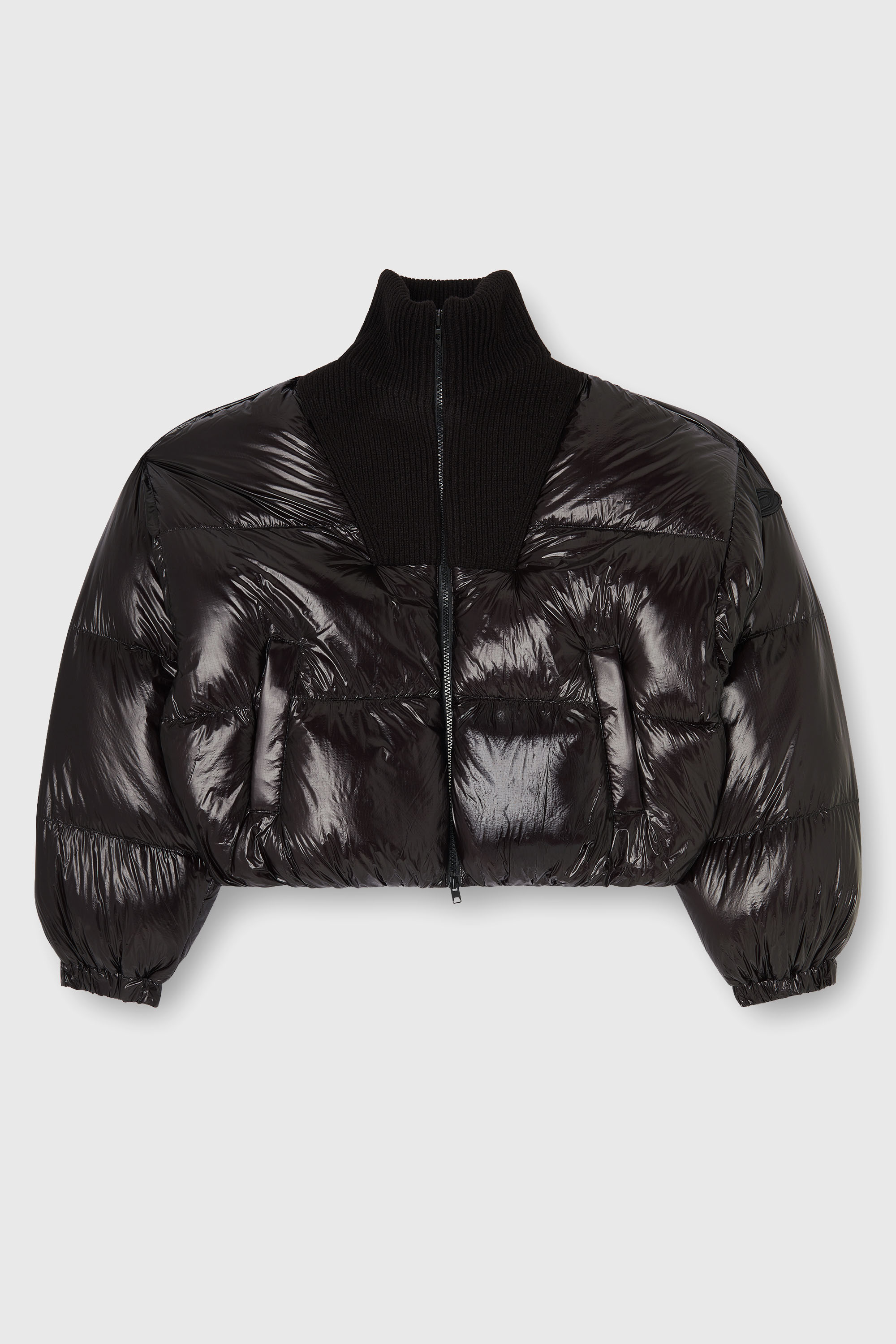 Diesel - W-ARRIOR, Piumino down in ripstop con collo a maglia Donna in Nero - 2