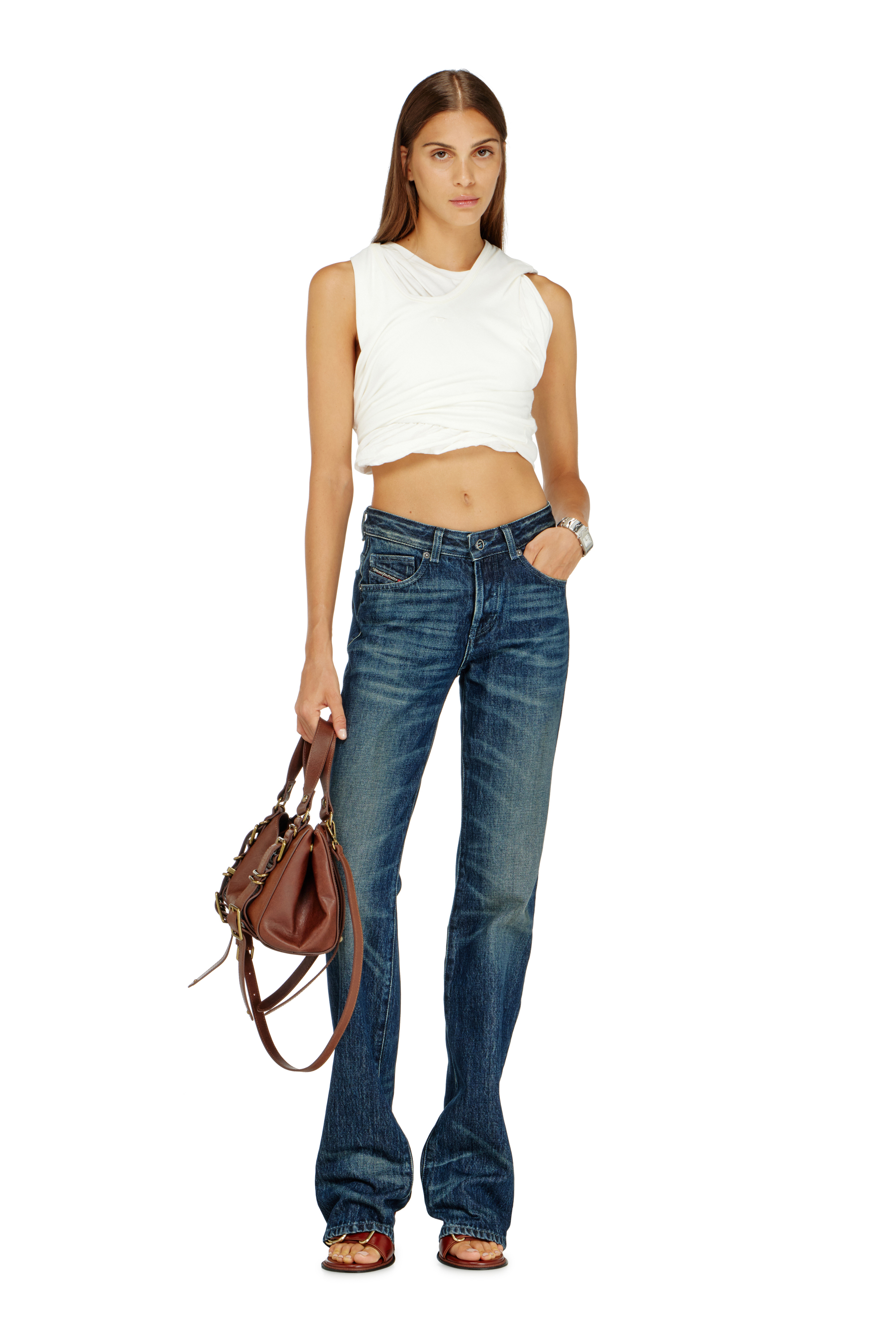 Diesel - Regular Jeans D-Heel 007FZ Donna, Blu Scuro - Image 1