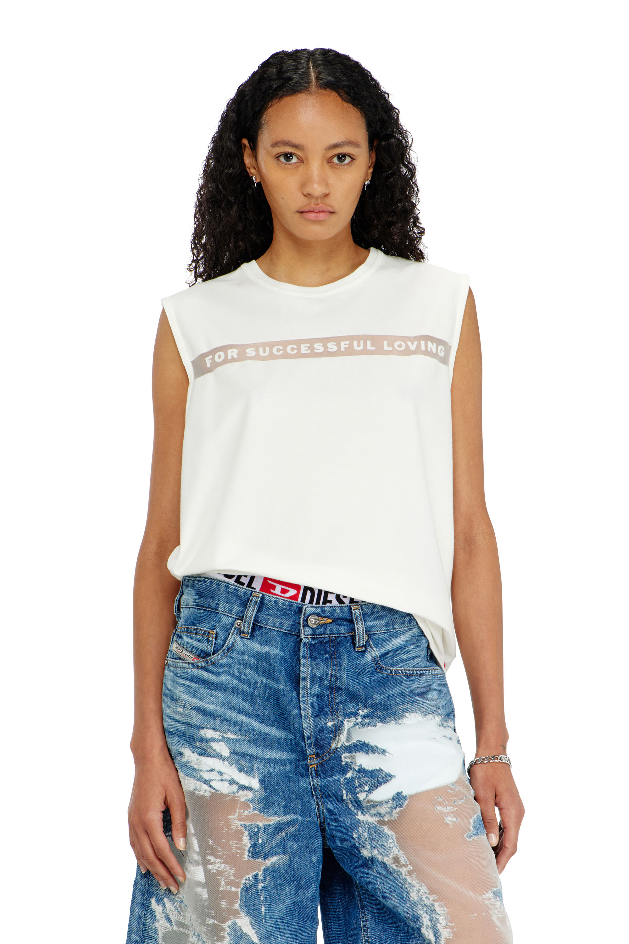 Diesel - PR-T-NORM-BISC-MATI-R, Canotta con logo For Successful Loving Unisex in Bianco - 5