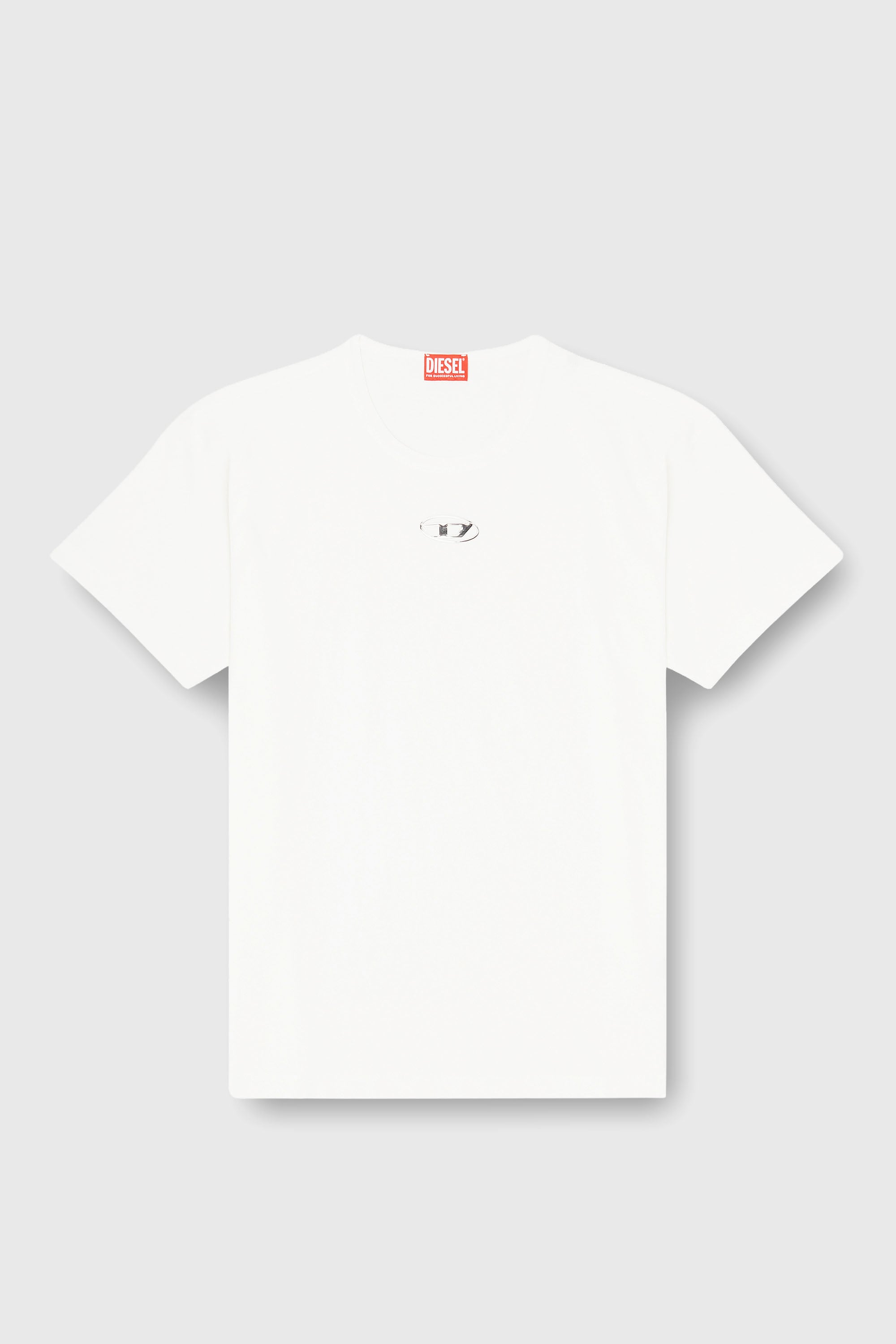 Diesel - T-NORM-IOD, T-shirt in cotone leggero con logo Oval D metallizzato Uomo in Bianco - 2