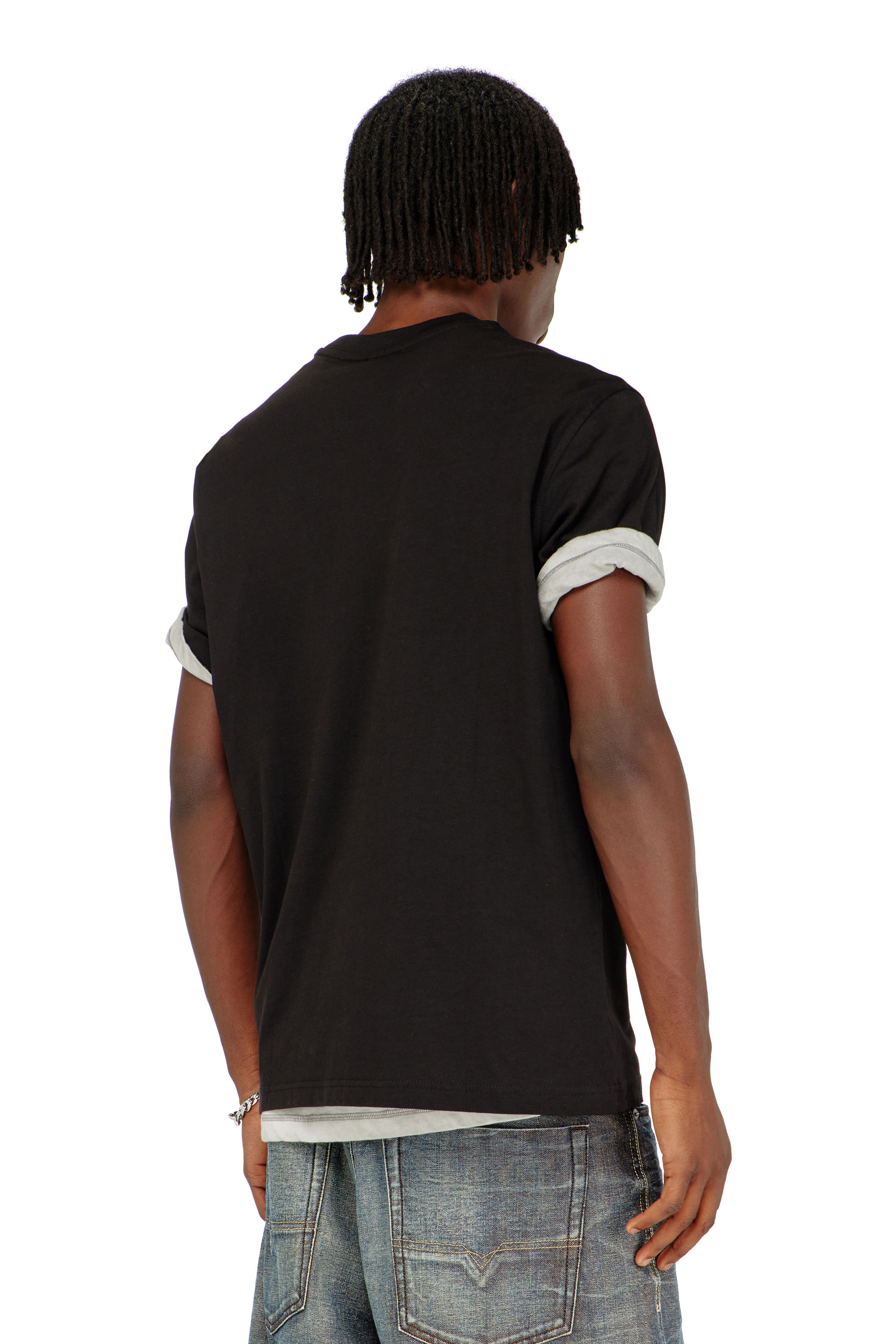 Diesel - T-ADJUST-AA12, T-shirt in cotone con patch logo Uomo in Nero - 4