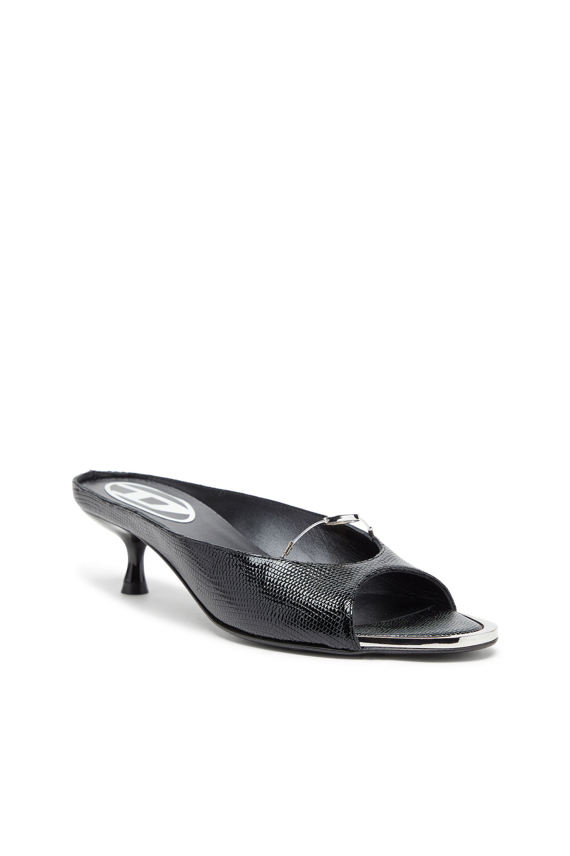 Diesel - D-DIAM'S-SA-40, D-Diam's - Mules in pelle con Oval D sospeso Donna in Nero - 6