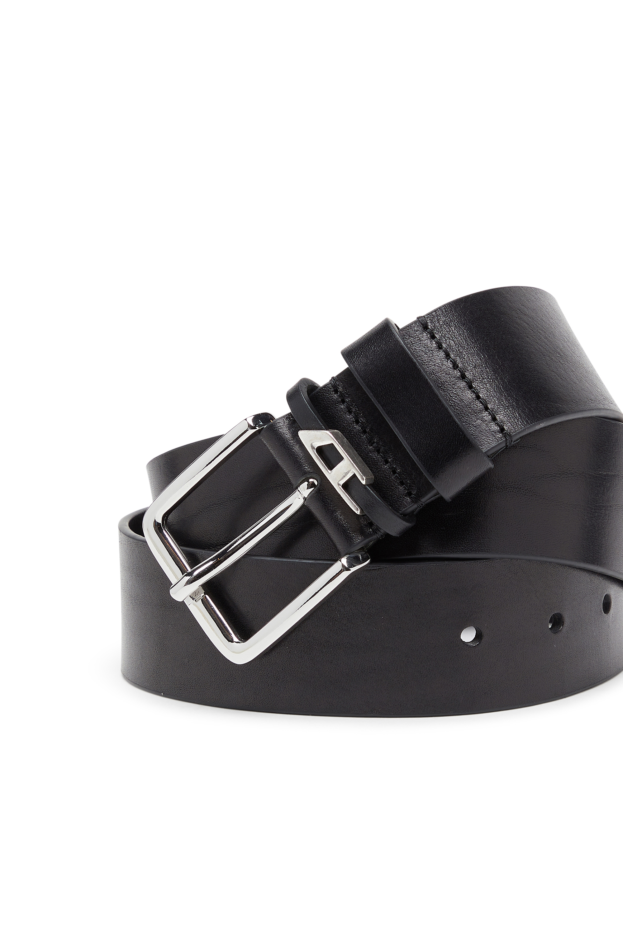 Diesel - B-D LOOP, 4 cm cintura in pelle effetto crinkle Uomo in Nero - 3