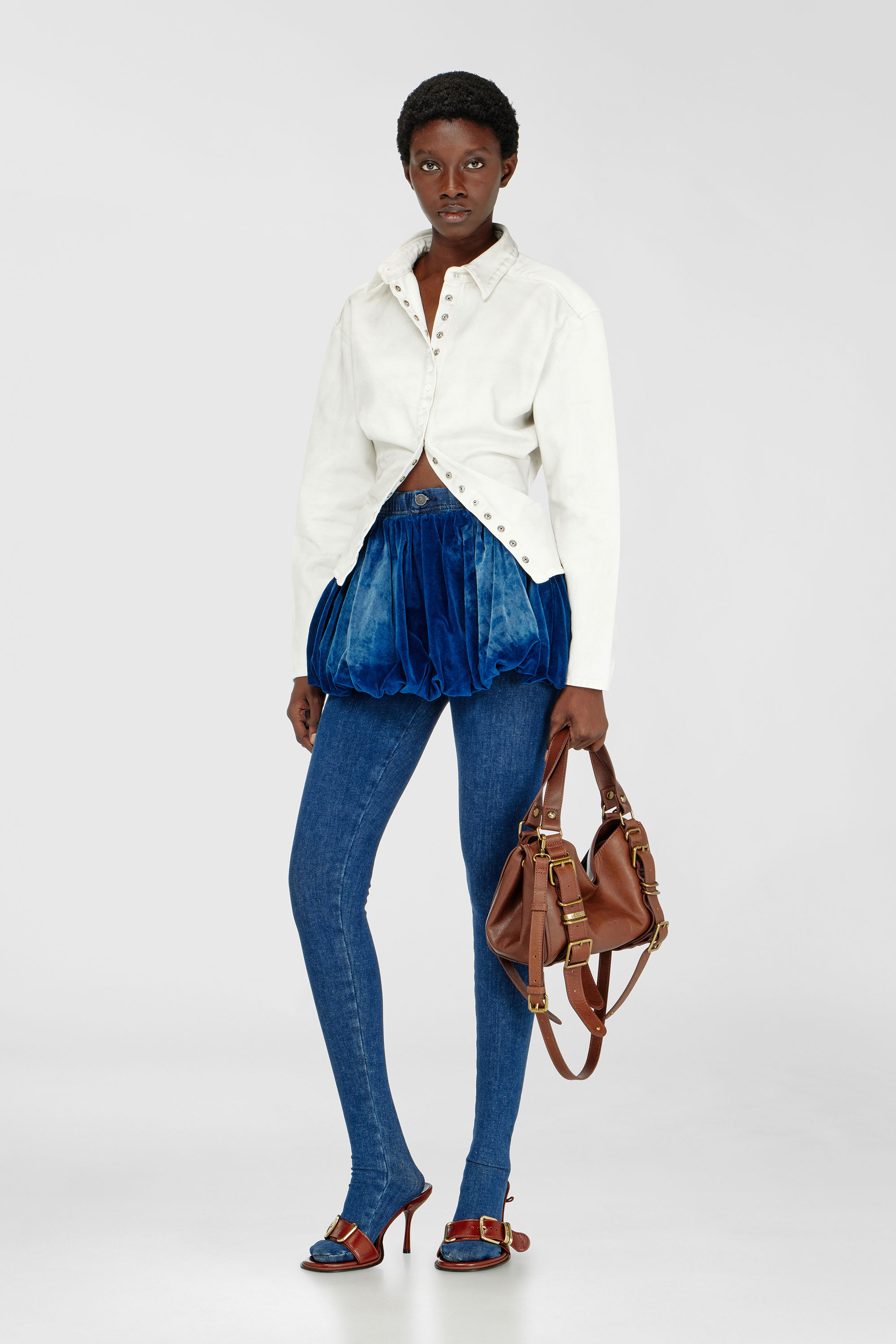 Diesel - DE-PLAZY-FSJ1, Camicia fitted in denim Donna in Bianco - 1