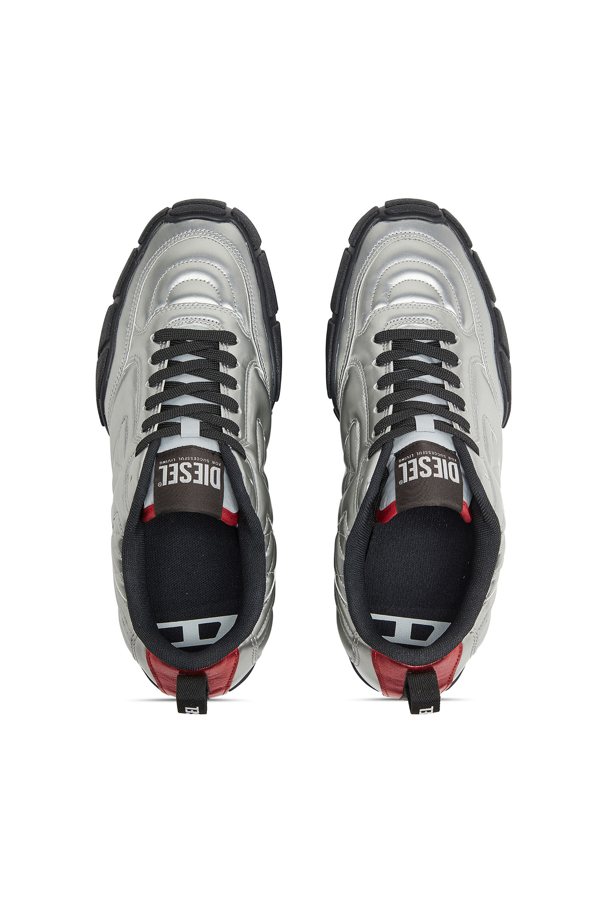 Diesel - S-PAGODHA LOW, S-Pagodha-Sneaker metallizzate trapuntate Uomo in Argento - 4