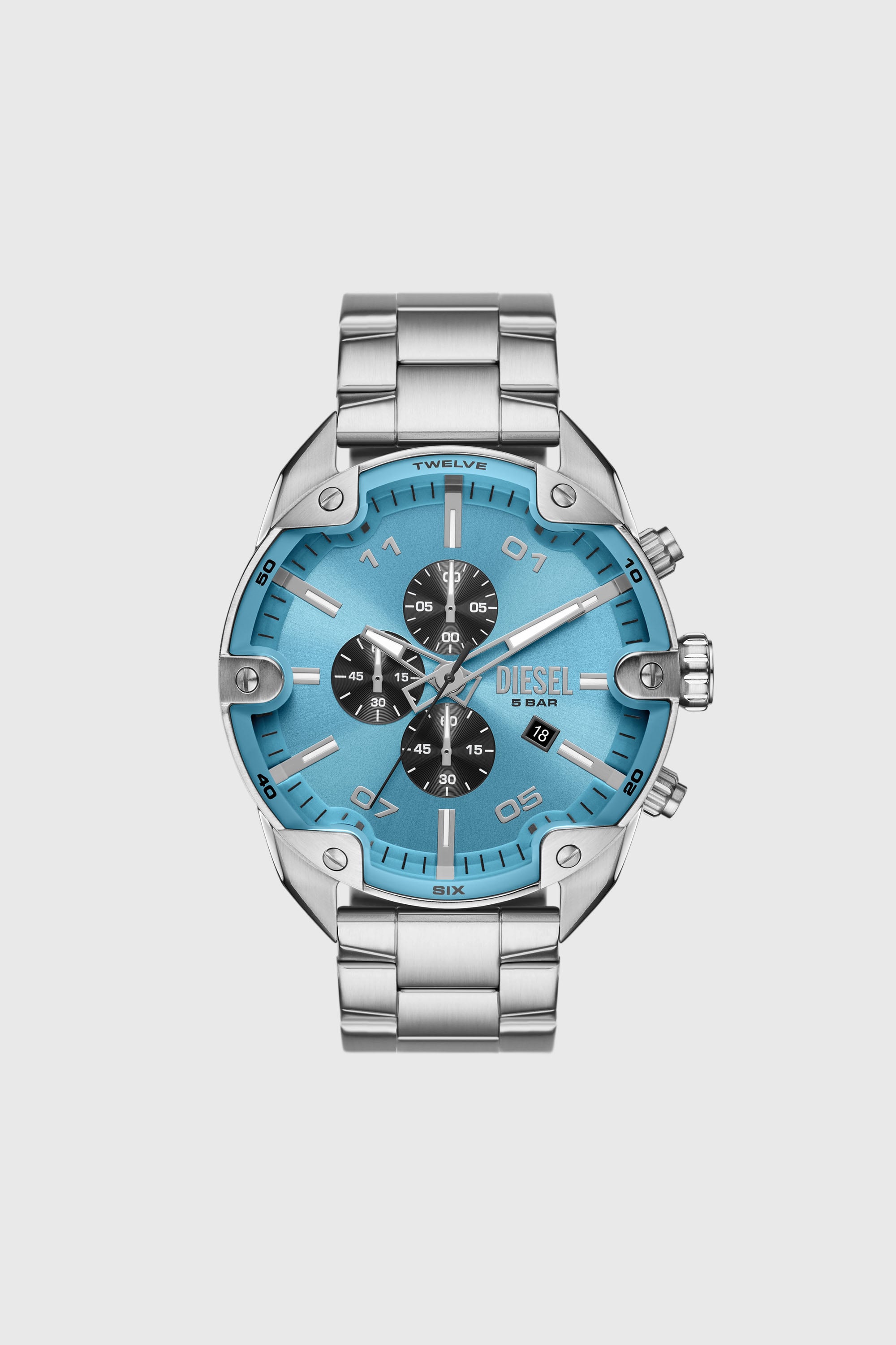 Diesel - DZ4655, Orologio Spiked con cinturino in acciaio inossidabile Uomo in Argento - 1