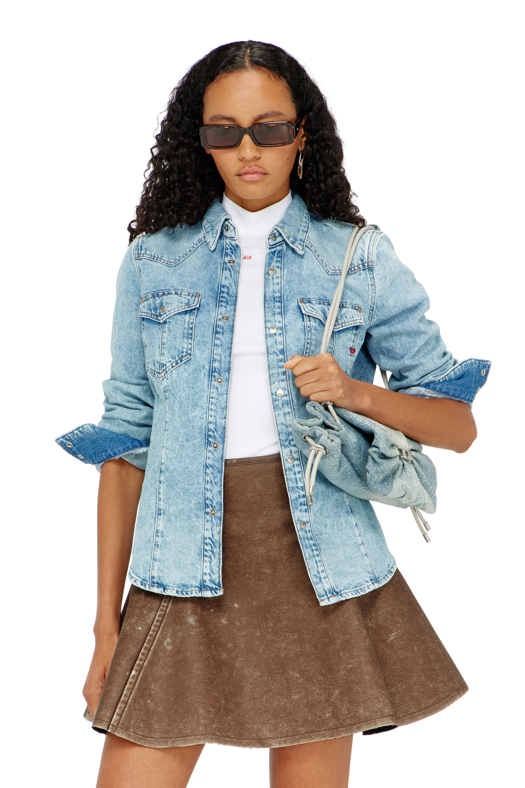 Diesel - DE-WAVES, Camicia Western in denim Donna in Blu - 1