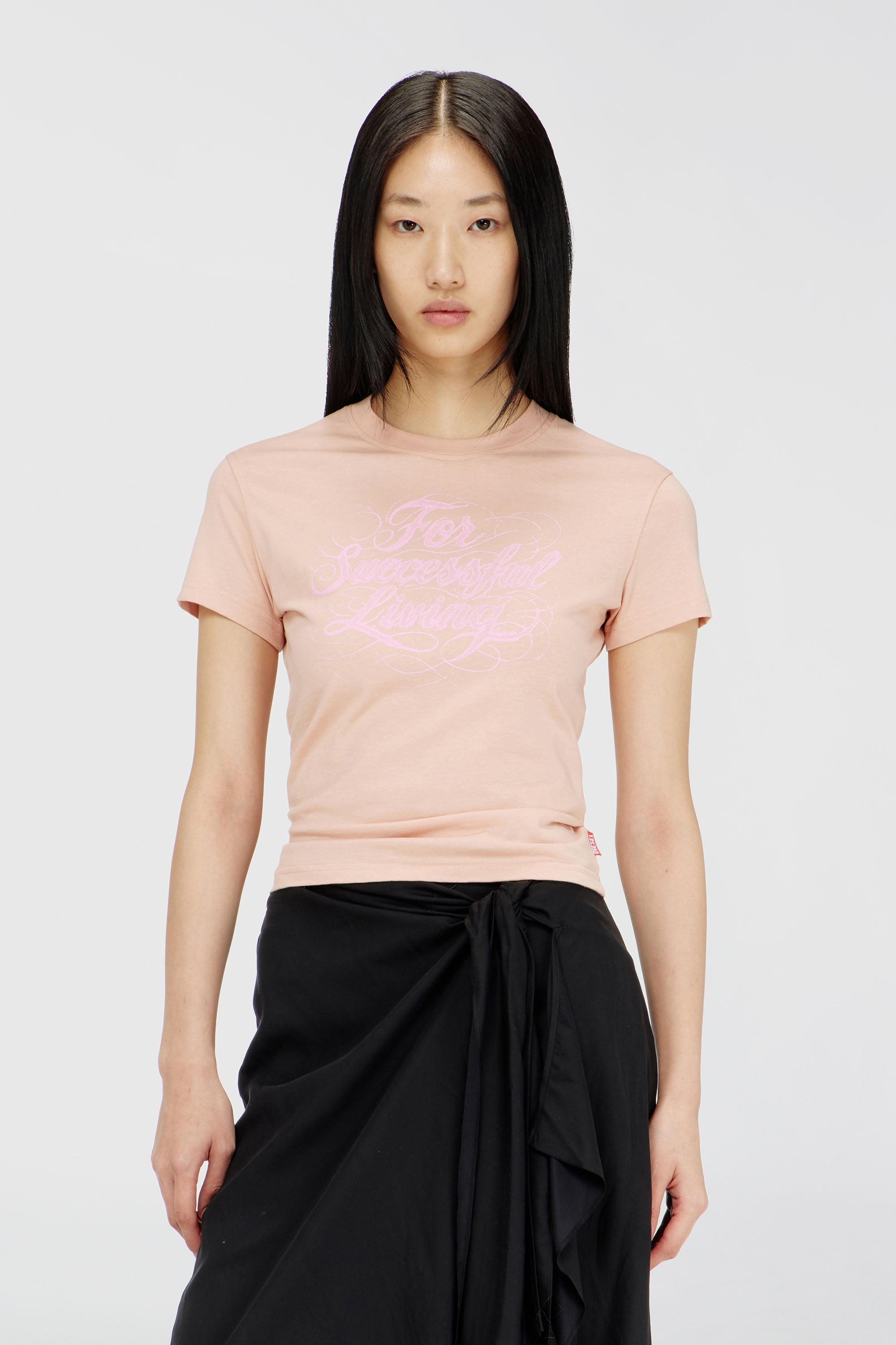 Diesel - T-ILA-AA4, T-shirt con stampa logo Donna in Rosa - 1