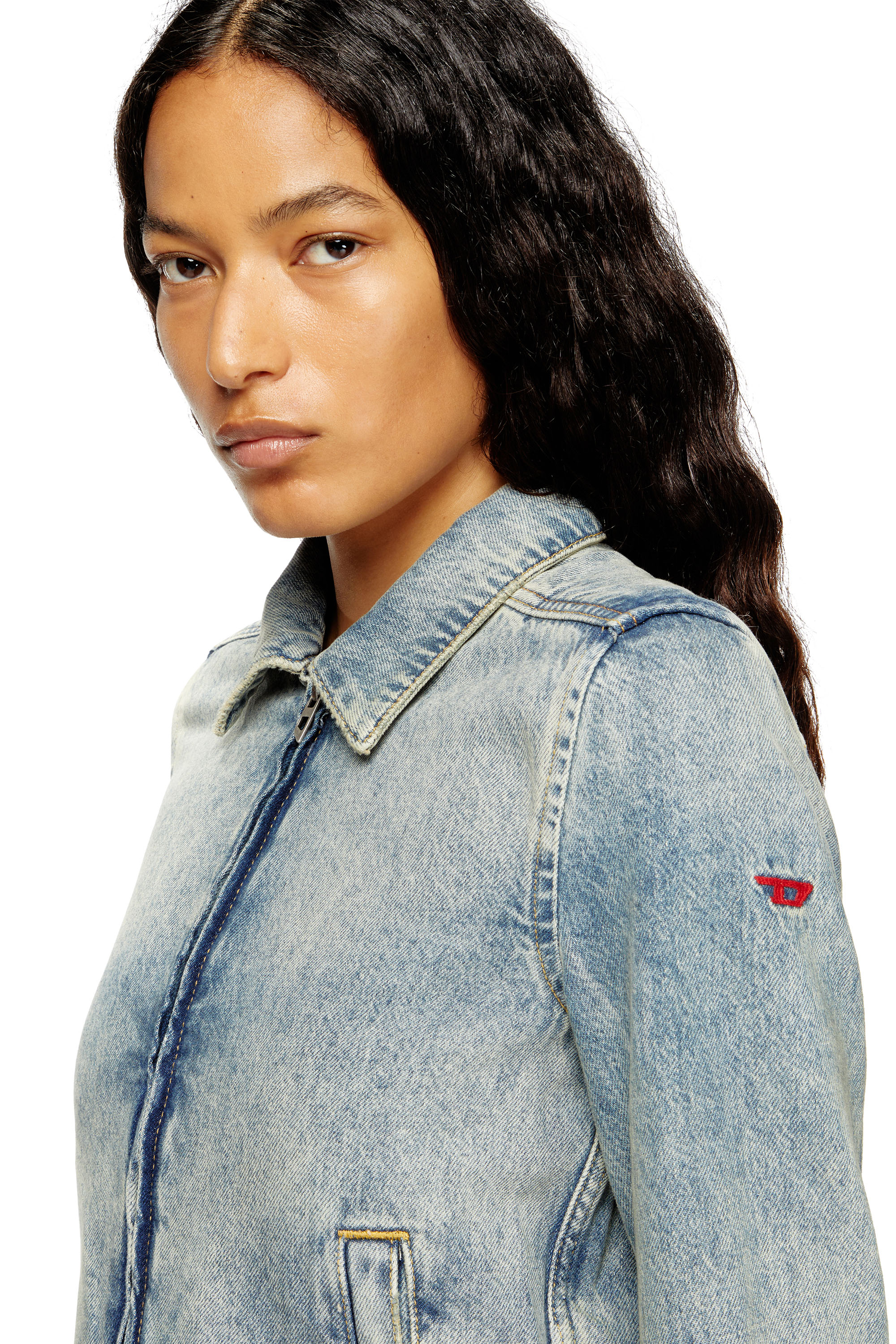 Diesel - DE-CORB, Giacca in denim Tencel fluido effetto dirt Donna in Blu - 5