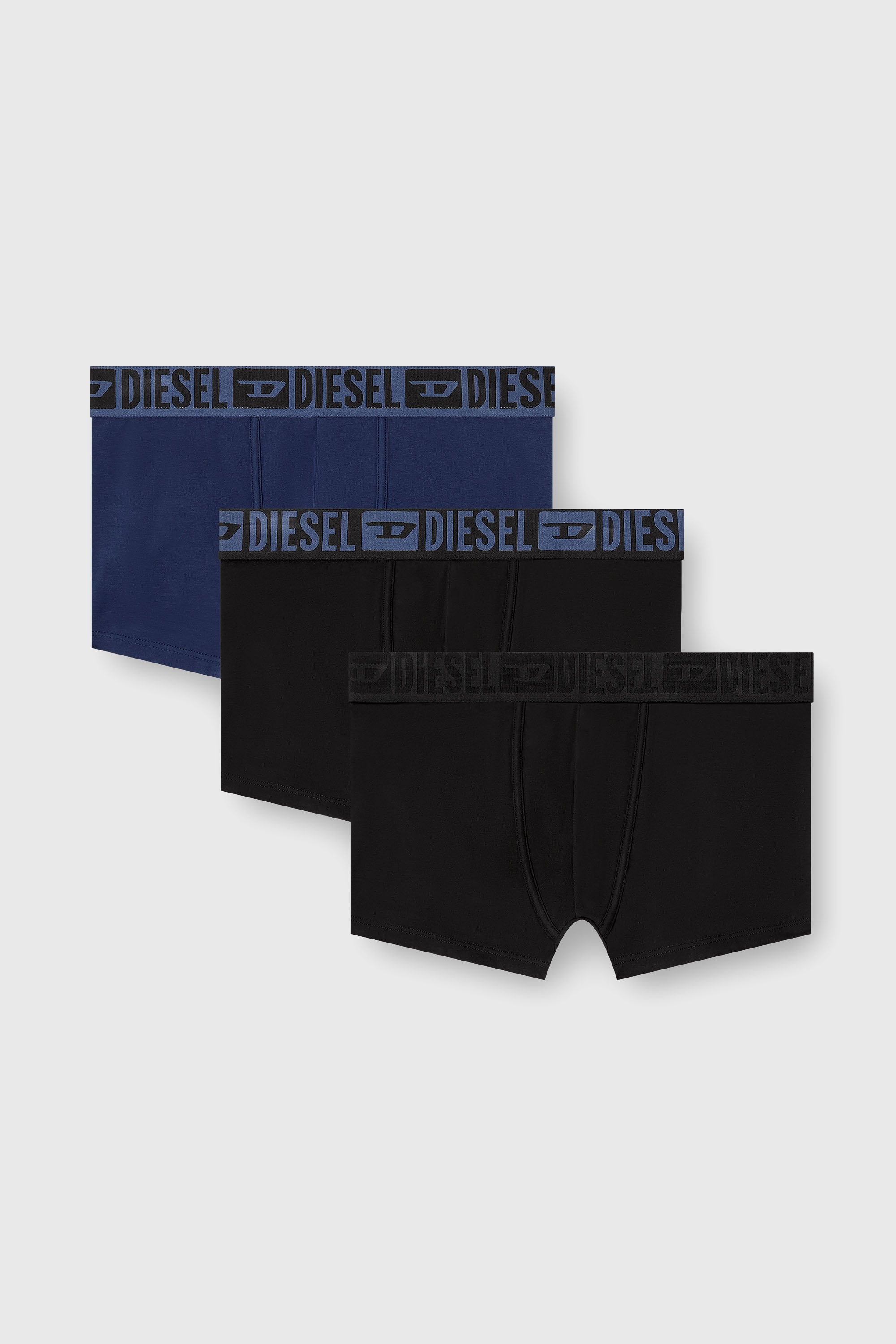 Diesel - MIKE-D-CORE-3PACK, Set da tre boxer in cotone elasticizzato con fascia in vita tono su tono Uomo in Blu - 1