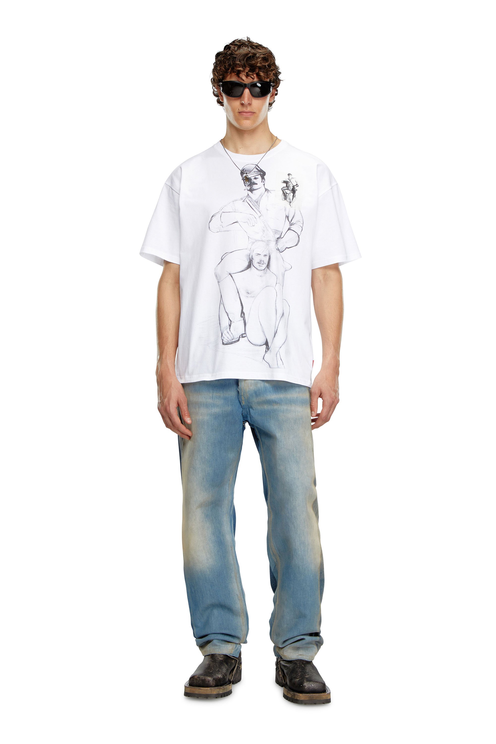 Diesel - PR-T-BOXT-TOF, Unisex T-shirt con stampe e patch in Bianco - Image 1