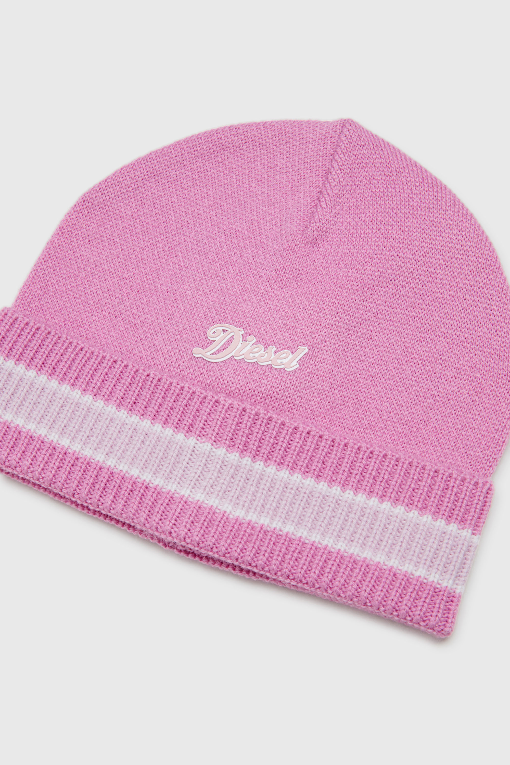 Diesel - FMOB, Beanie a righe in misto lana Unisex in Rosa - 3