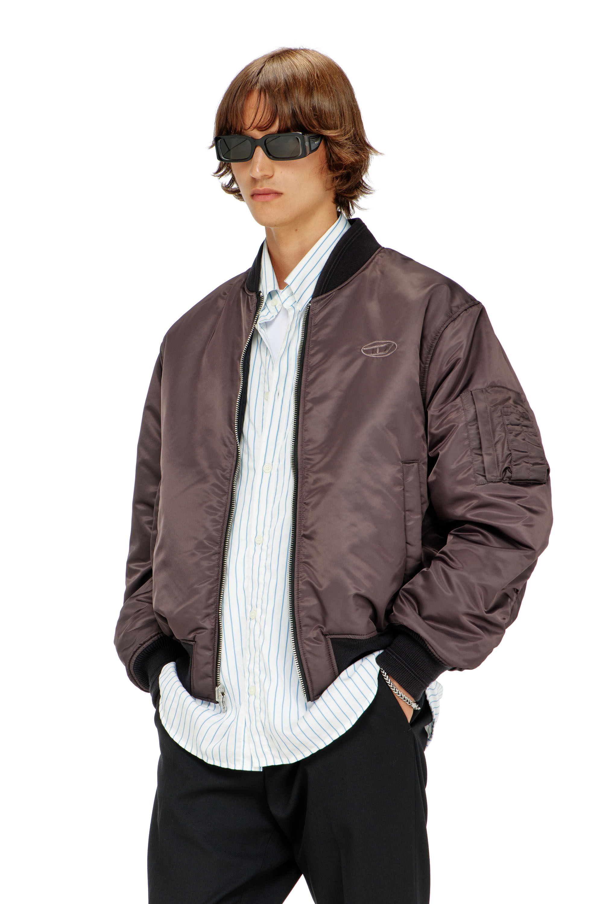 Diesel - W-TYPE-D1, Giacca bomber imbottita con ricamo Oval D Uomo in Nero - 6