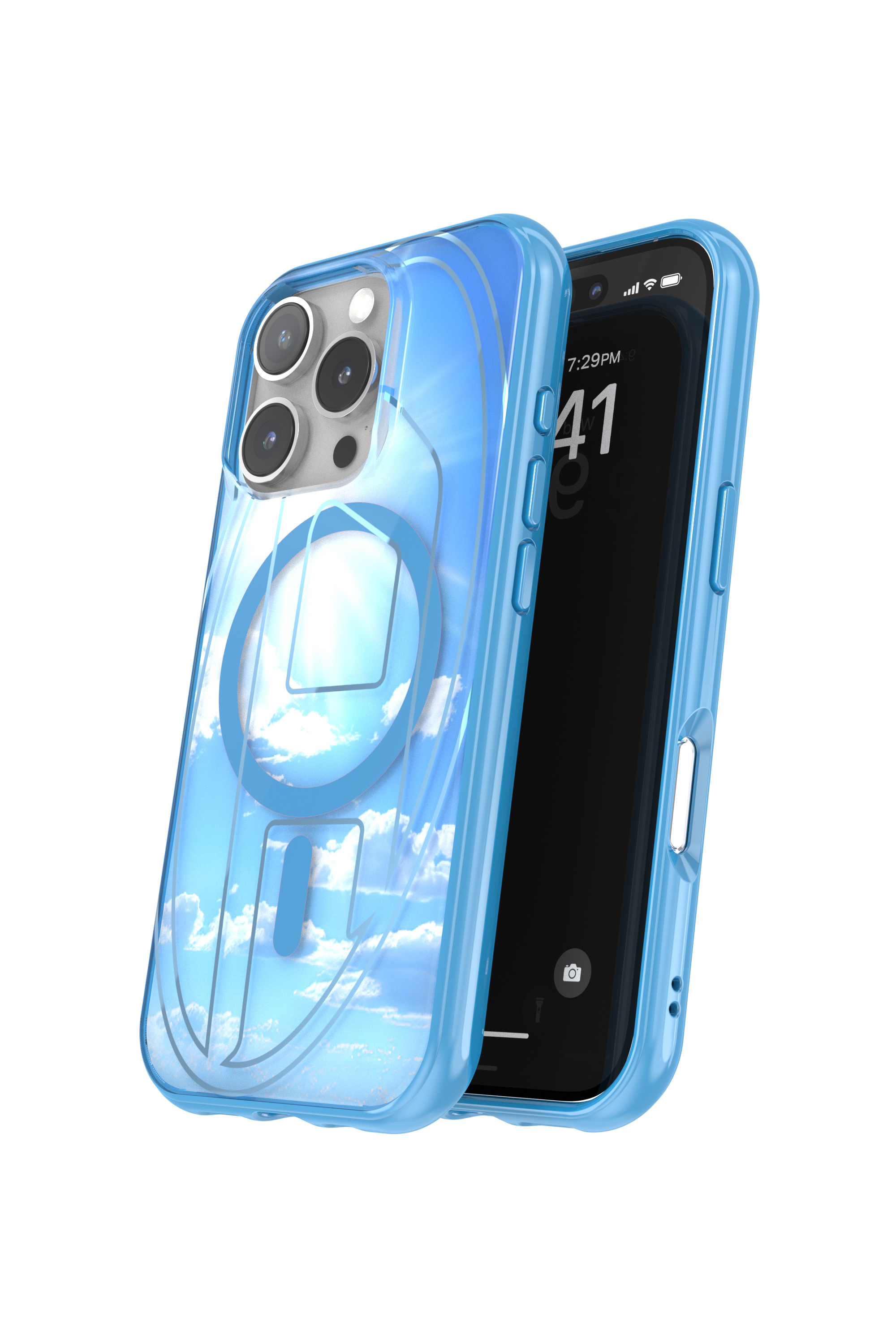 Diesel - 60253 AOP CASE, Custodia Oval D con MagSafe iPhone 16 Pro Unisex in Blu - 3